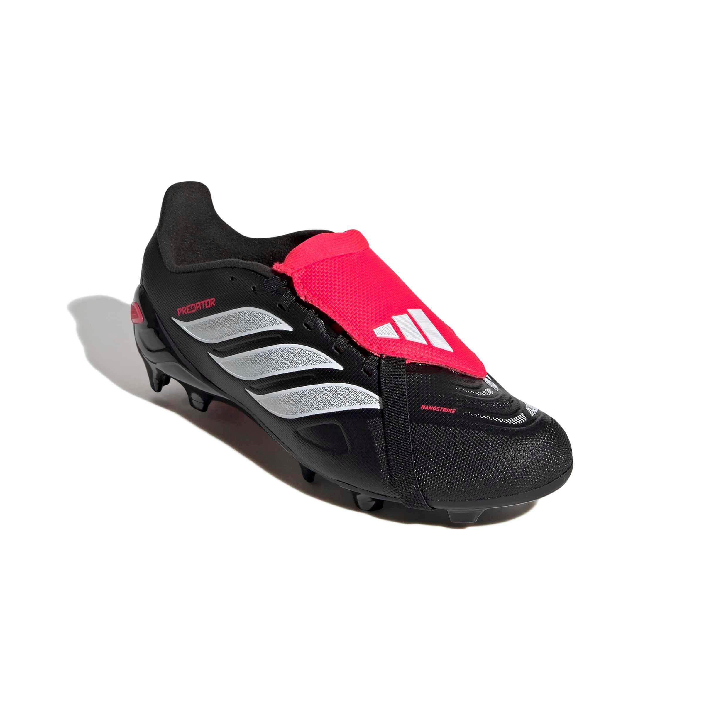 adidas Predator League Fold-Over Tongue FG "Black/White/Lucid Red" Grade School Kids' Soccer Cleat - BLACK/WHITE/RED