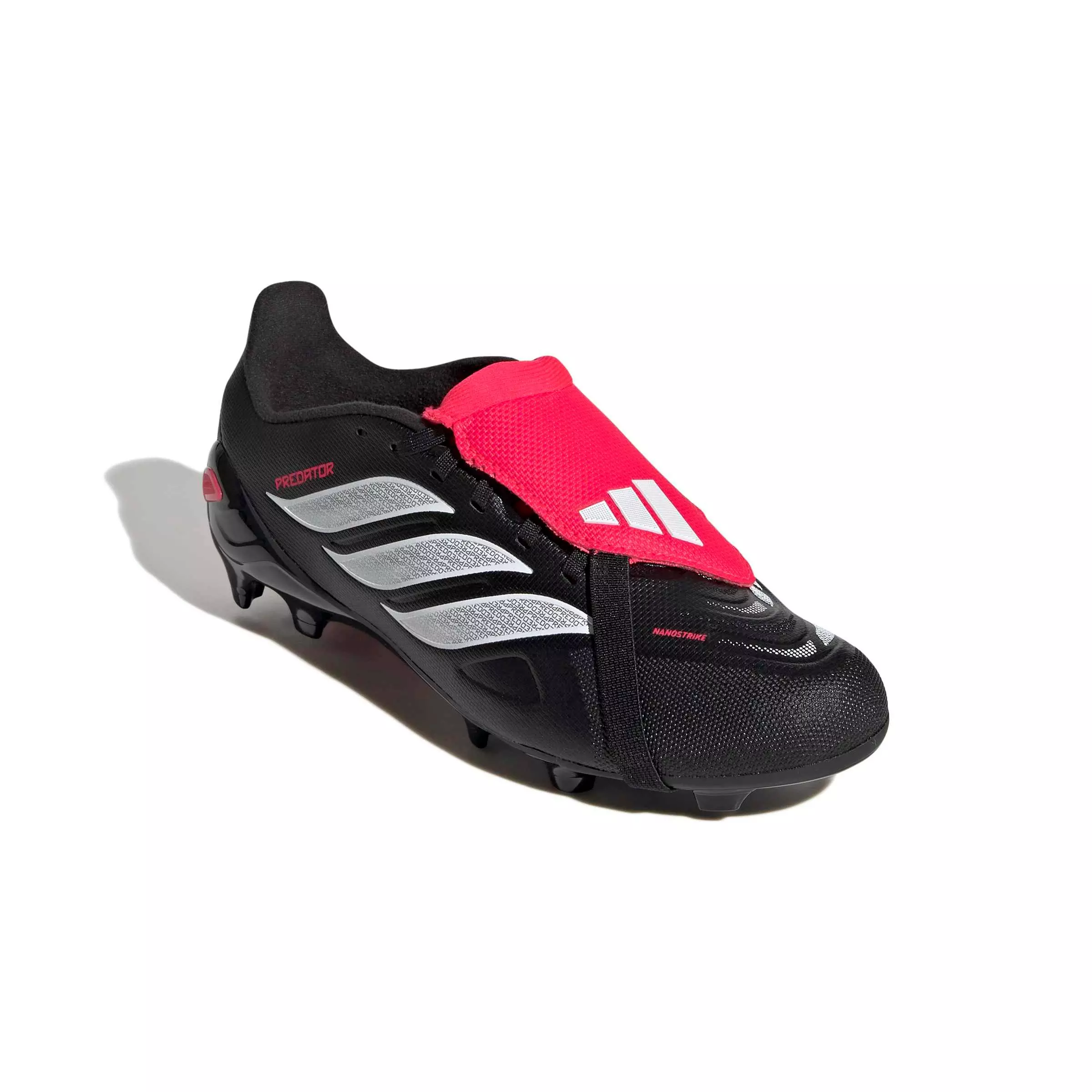 adidas Predator League Fold-Over Tongue FG "Black/White/Lucid Red" Grade School Kids' Soccer Cleat - BLACK/WHITE/RED
