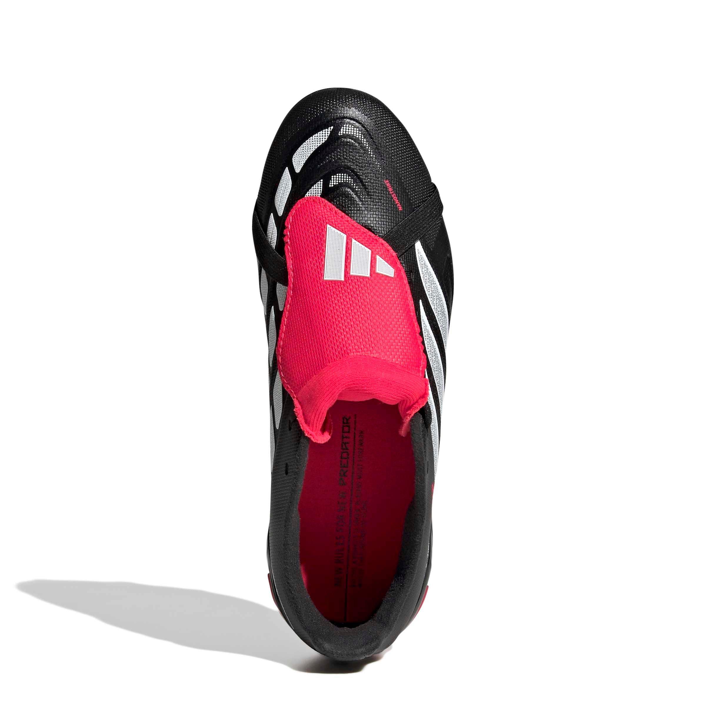 adidas Predator League Fold-Over Tongue FG "Black/White/Lucid Red" Grade School Kids' Soccer Cleat - BLACK/WHITE/RED