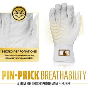 Franklin Sports MLB Youth Powerstrap Batting Gloves - White/Gold