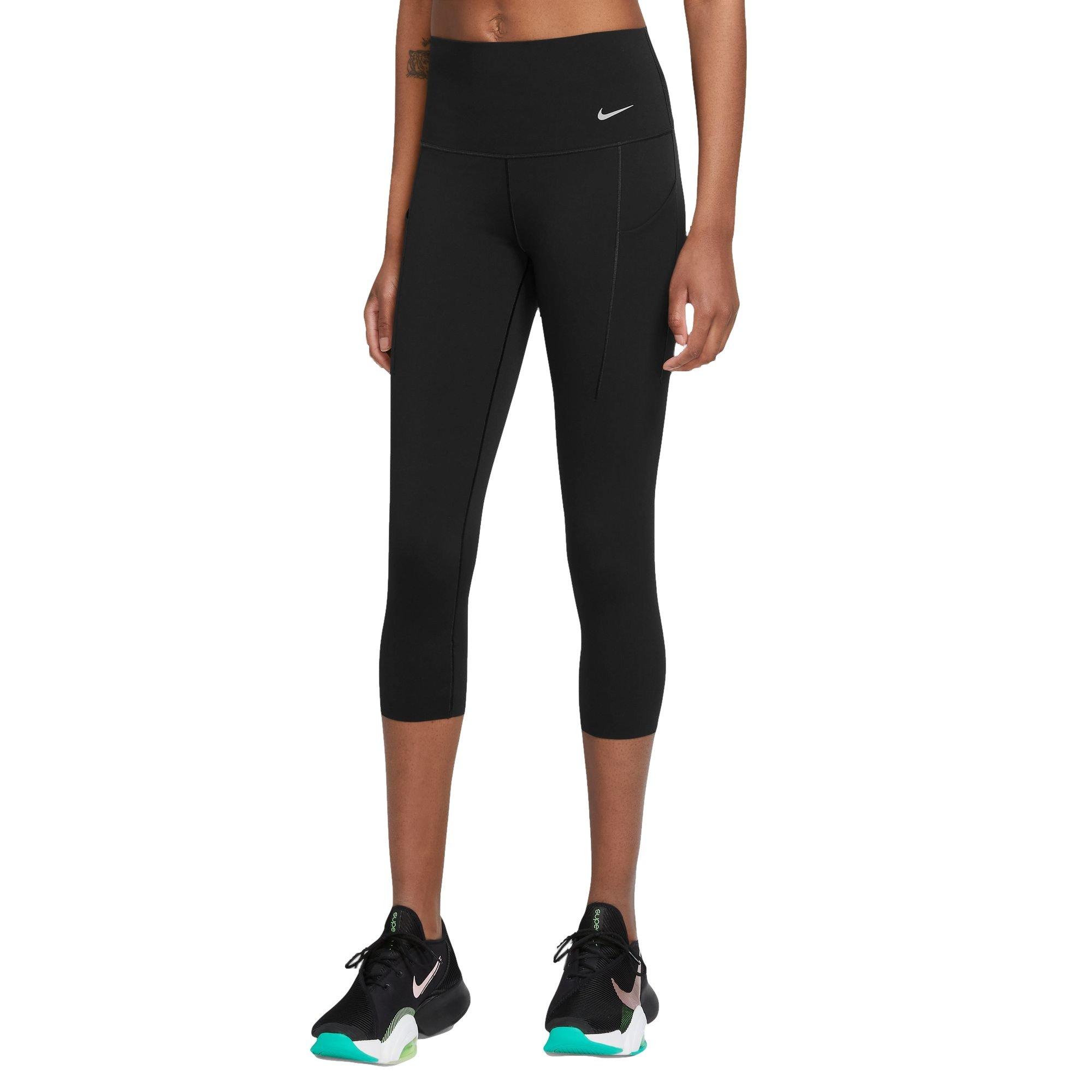 Nike Women's Dri-FIT Universa Medium Support High-Rise Cropped Leggings with Pockets - BLACK Thumbnail View 1