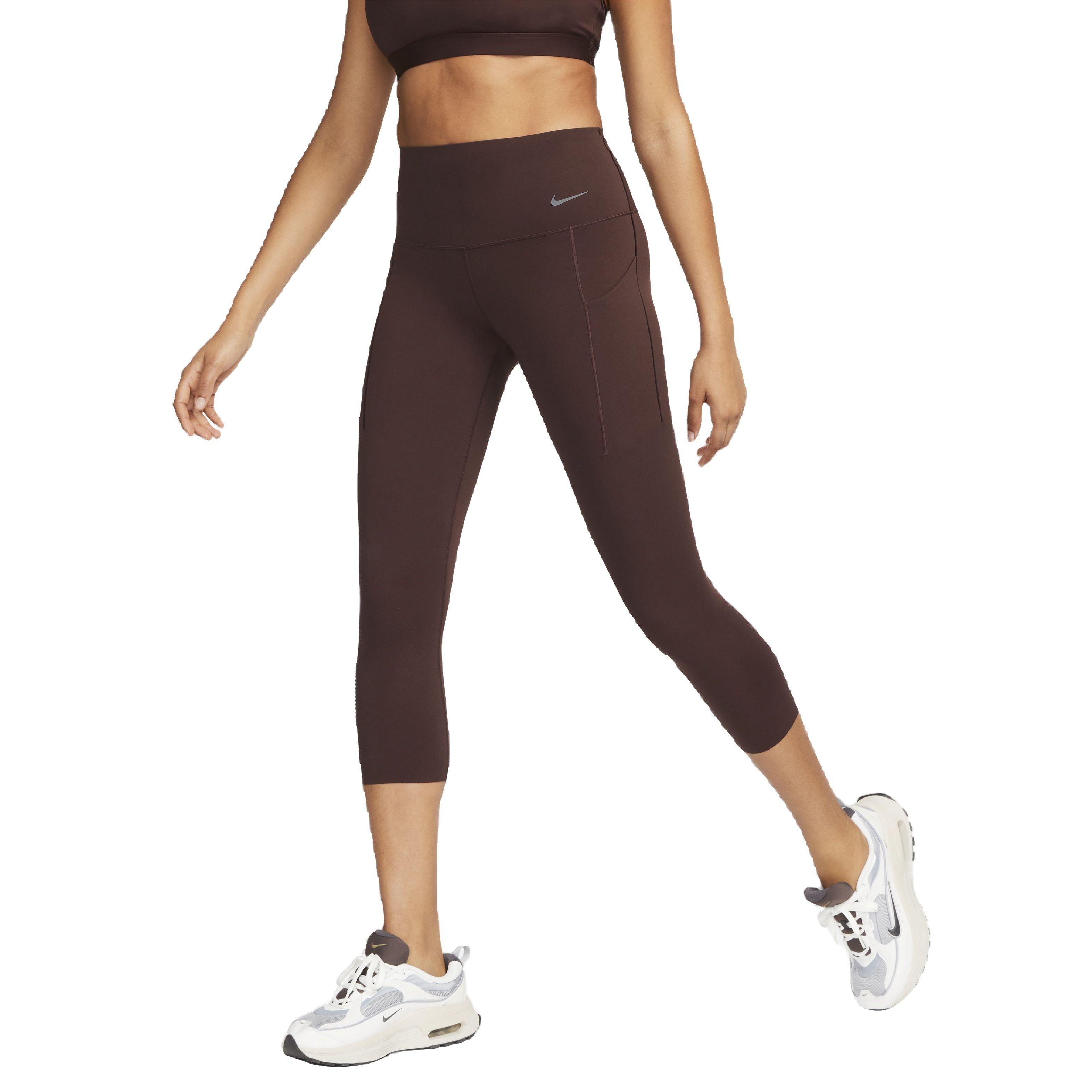 Nike Women's Dri-FIT Universa Medium Support High-Rise Cropped Leggings with Pockets - BROWN Thumbnail View 1