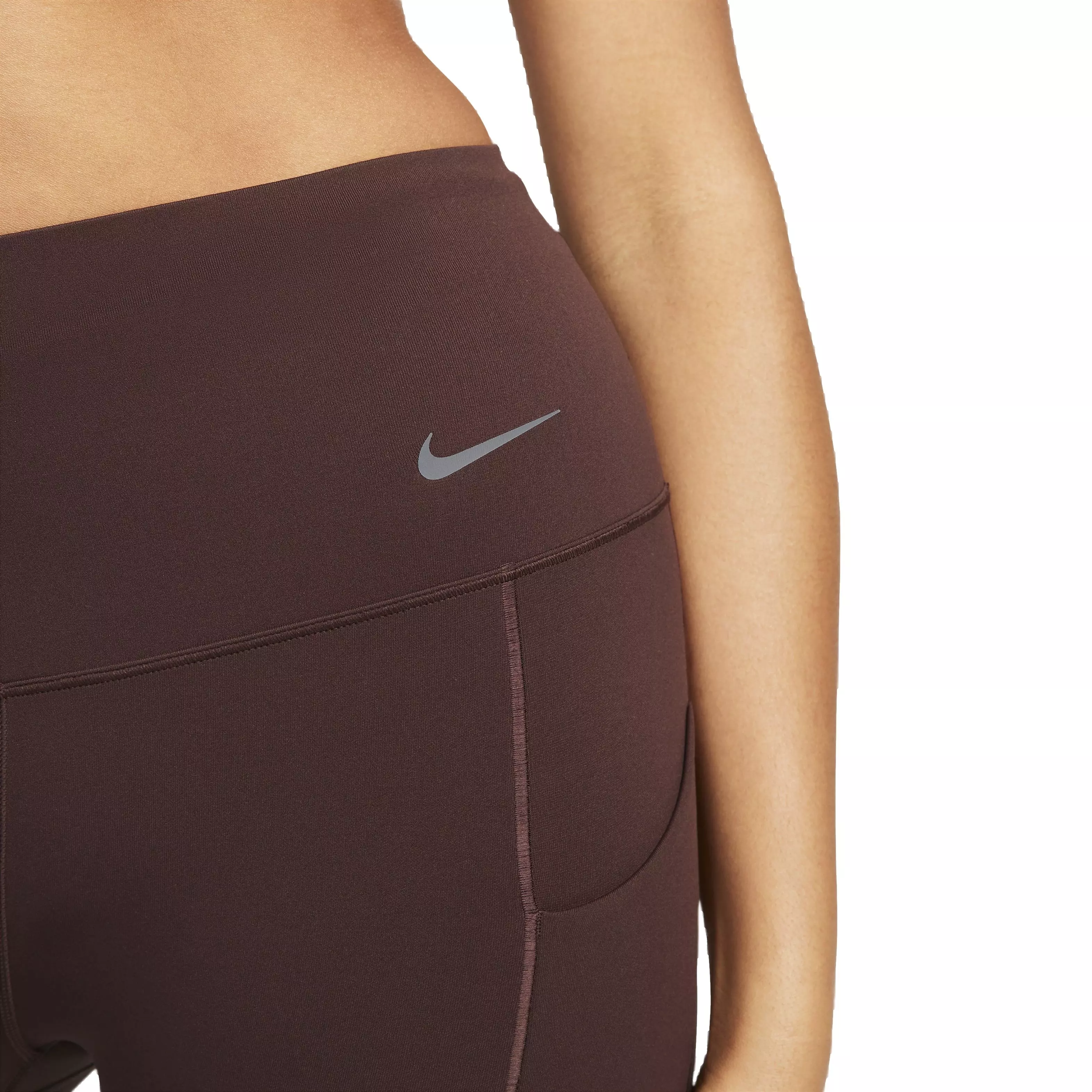 Nike Women's Dri-FIT Universa Medium Support High-Rise Cropped Leggings with Pockets - BROWN