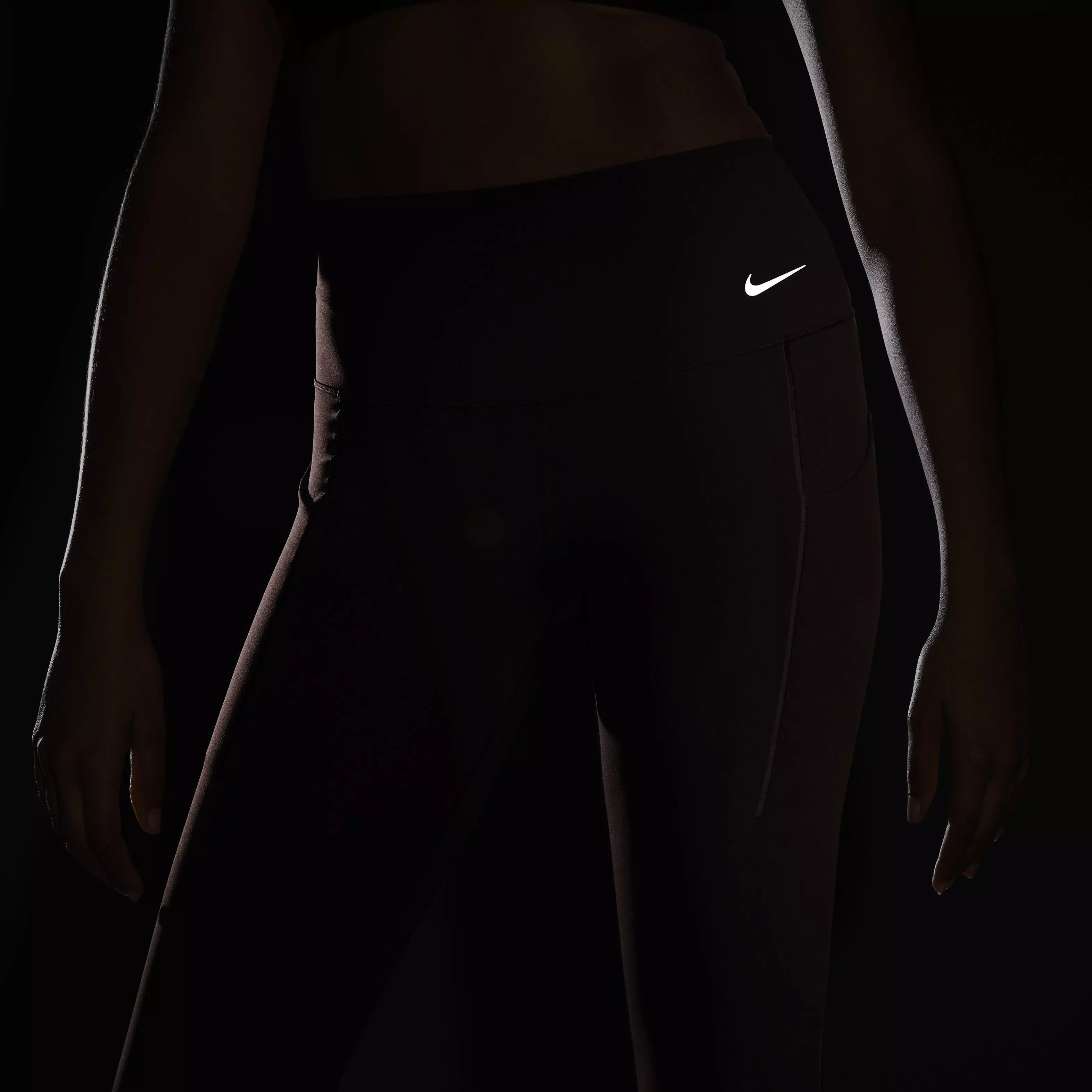 Nike Women's Dri-FIT Universa Medium Support High-Rise Cropped Leggings with Pockets - BROWN