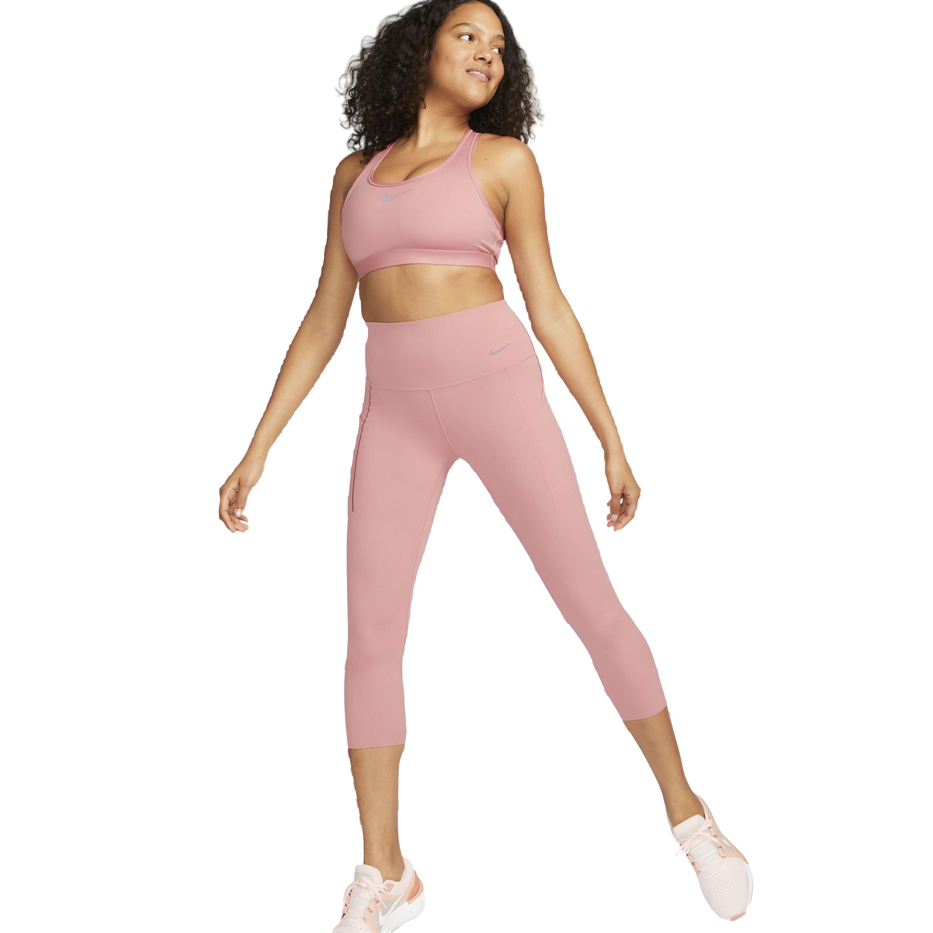 Nike Women's Dri-FIT Universa Medium Support High-Rise Cropped Leggings with Pockets - LIGHT PINK Thumbnail View 3