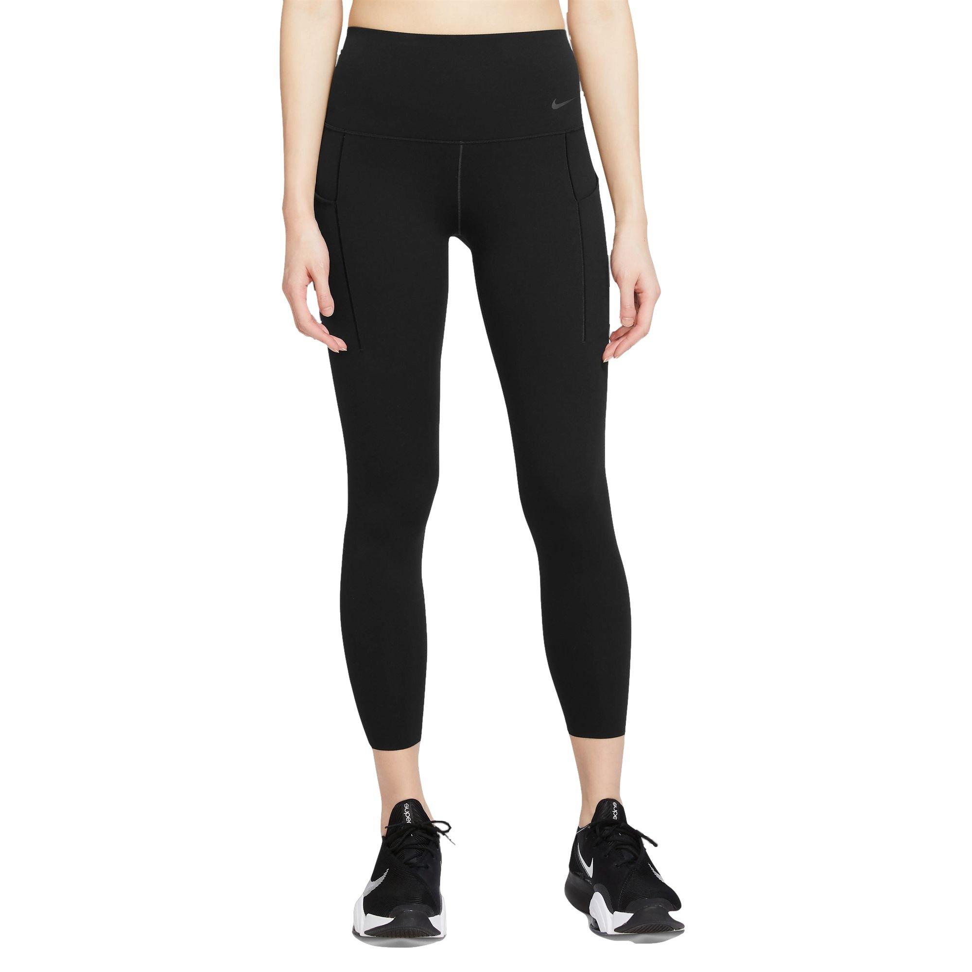 Nike Women's Dri-FIT Universa Medium Support High-Rise 7/8 Leggings with Pockets - BLACK Thumbnail View 1
