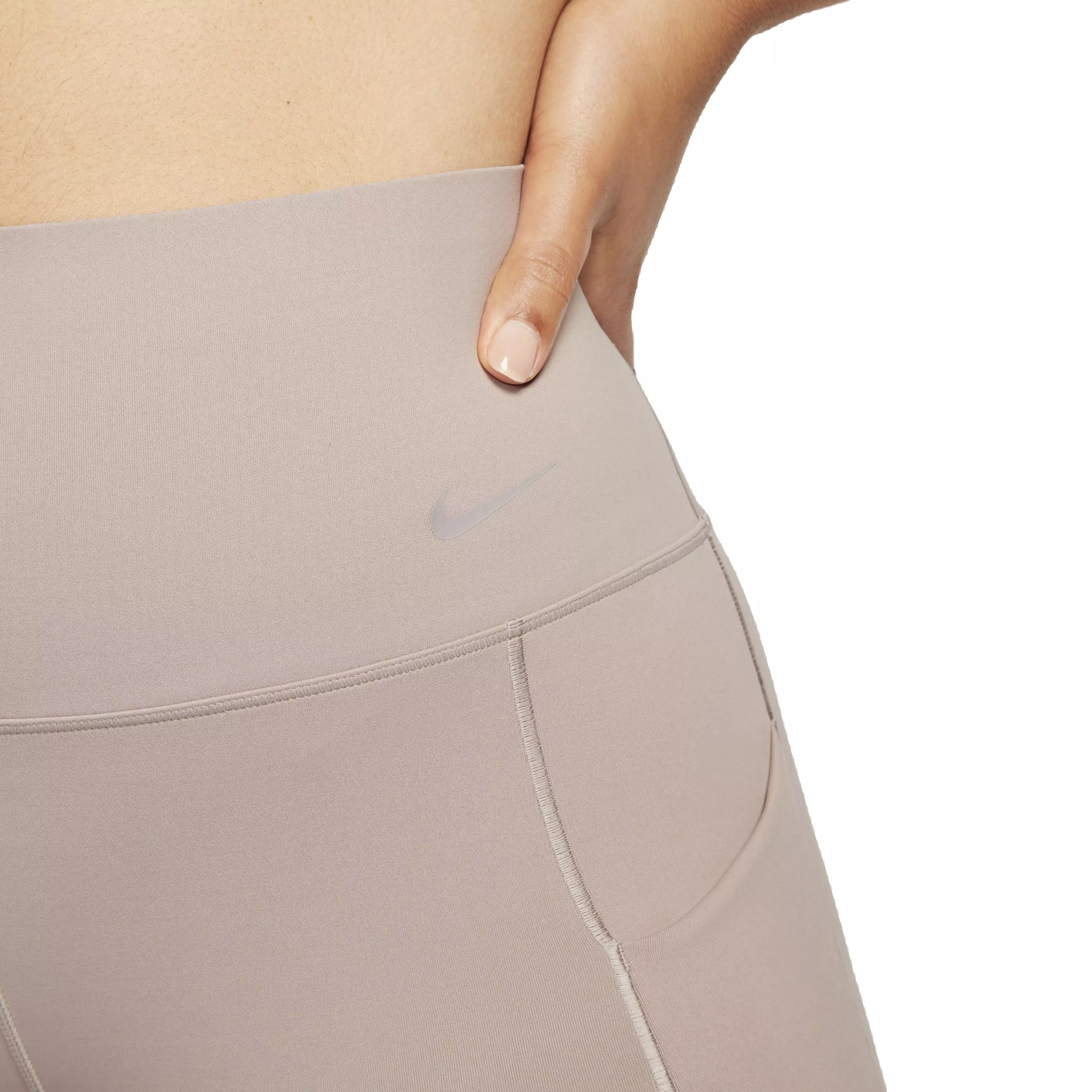 Nike Women's Dri-FIT Universa Medium Support High-Rise 7/8 Leggings with Pockets - TAUPE