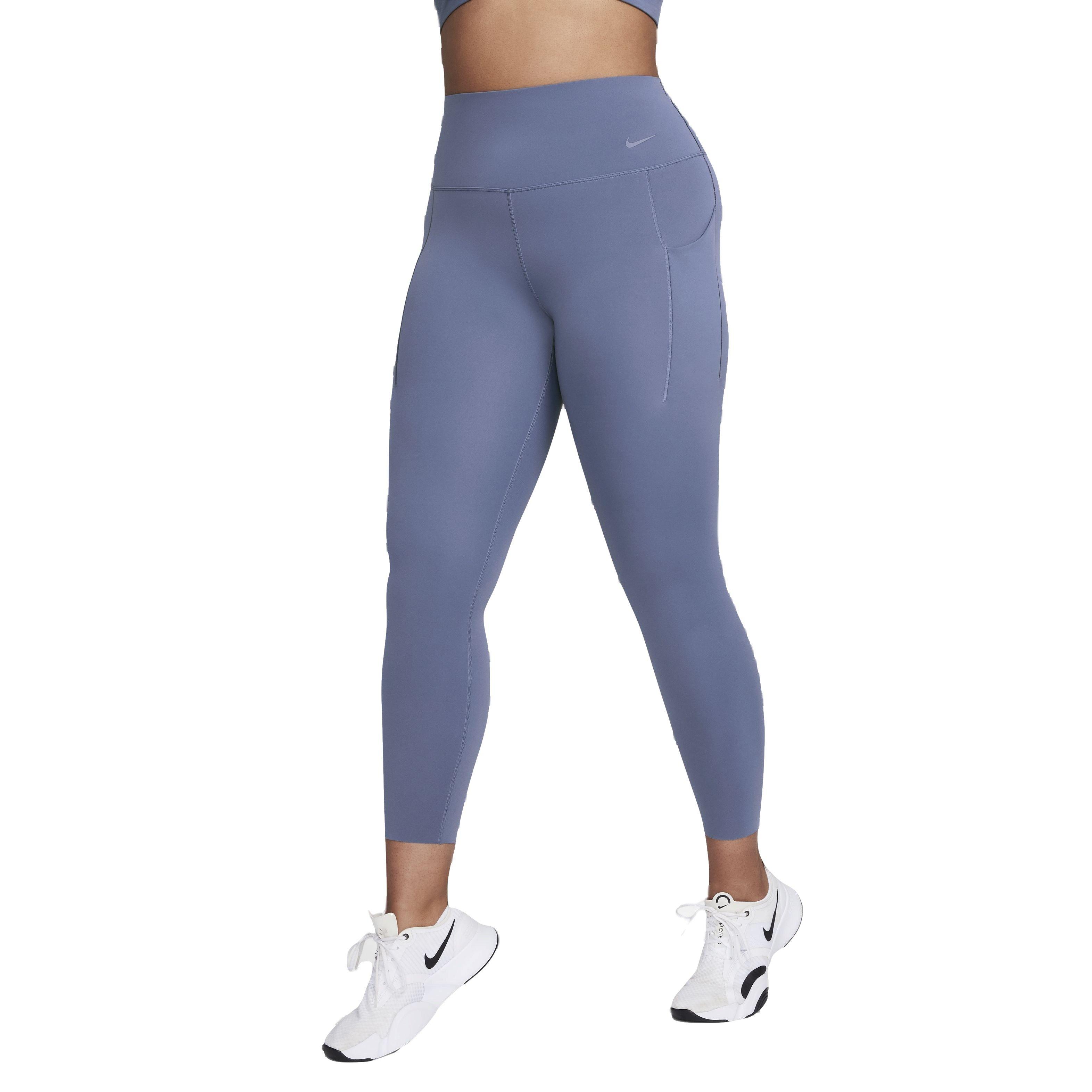 Nike Women's Dri-FIT Universa Medium Support High-Rise 7/8 Leggings with Pockets - BLUE Thumbnail View 3