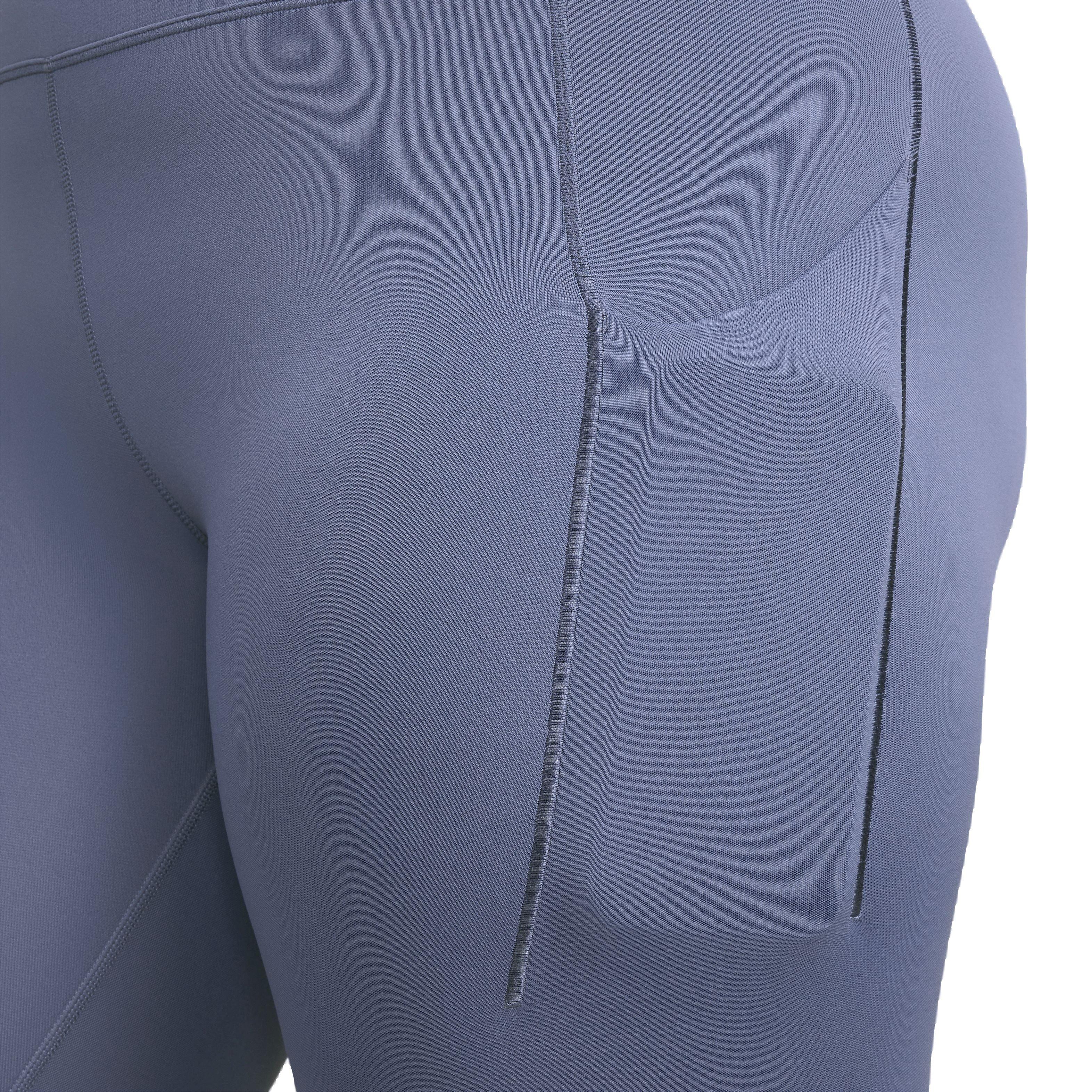 Nike Women's Dri-FIT Universa Medium Support High-Rise 7/8 Leggings with Pockets - BLUE Thumbnail View 7