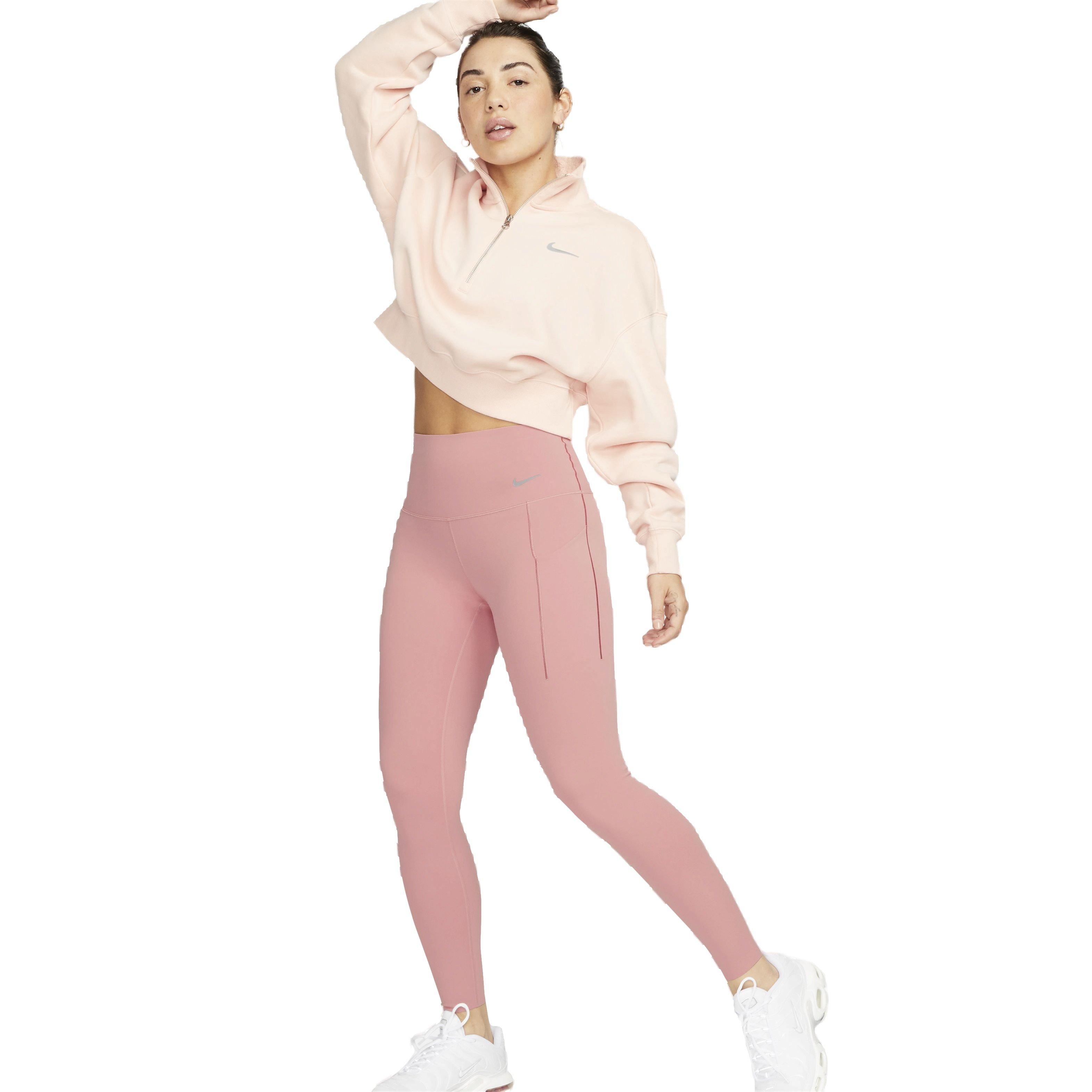 Nike Women's Dri-FIT Universa Medium Support High-Rise 7/8 Leggings with Pockets - LIGHT PINK Thumbnail View 3