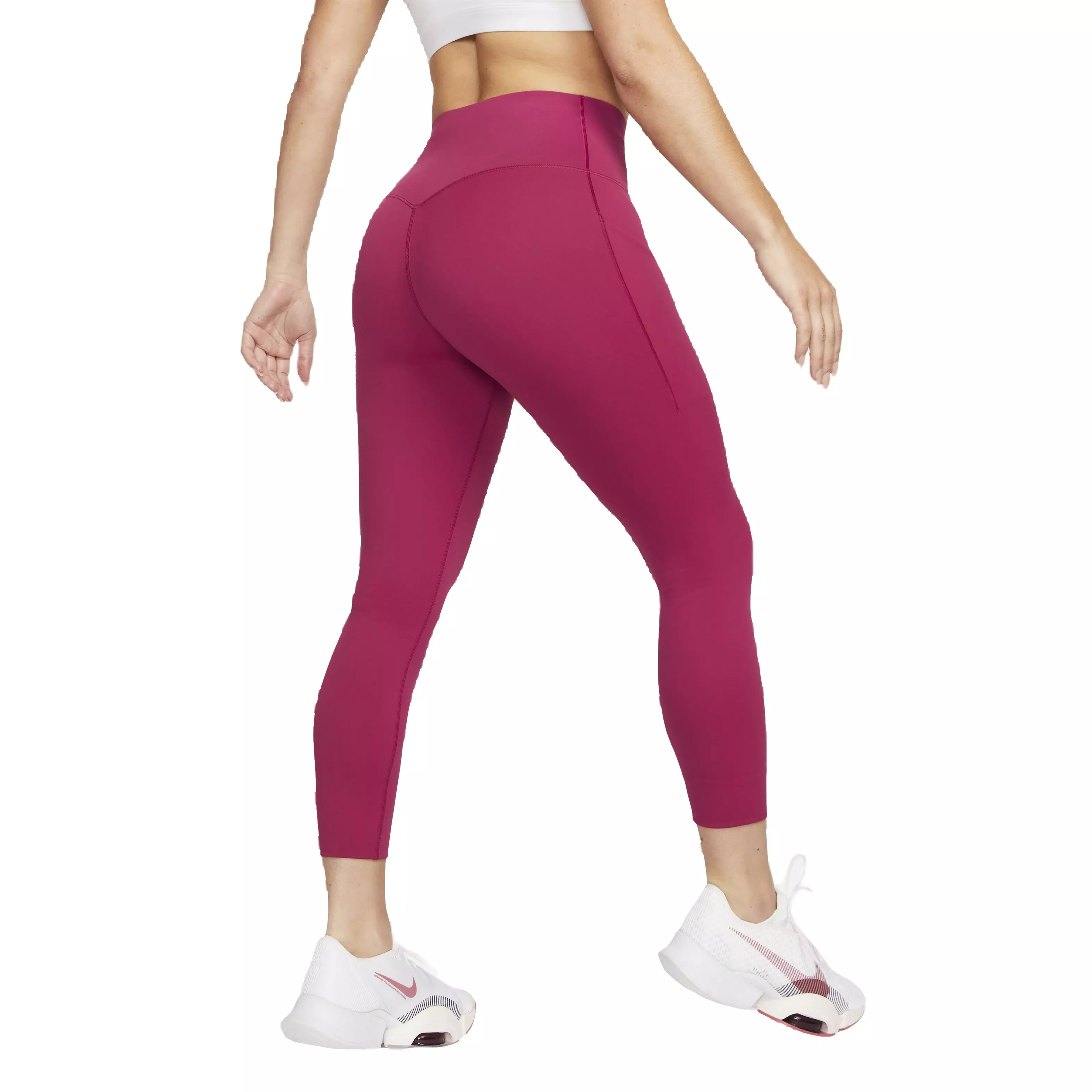 Nike Women's Dri-FIT Universa Medium Support High-Rise 7/8 Leggings with Pockets - DARK PINK