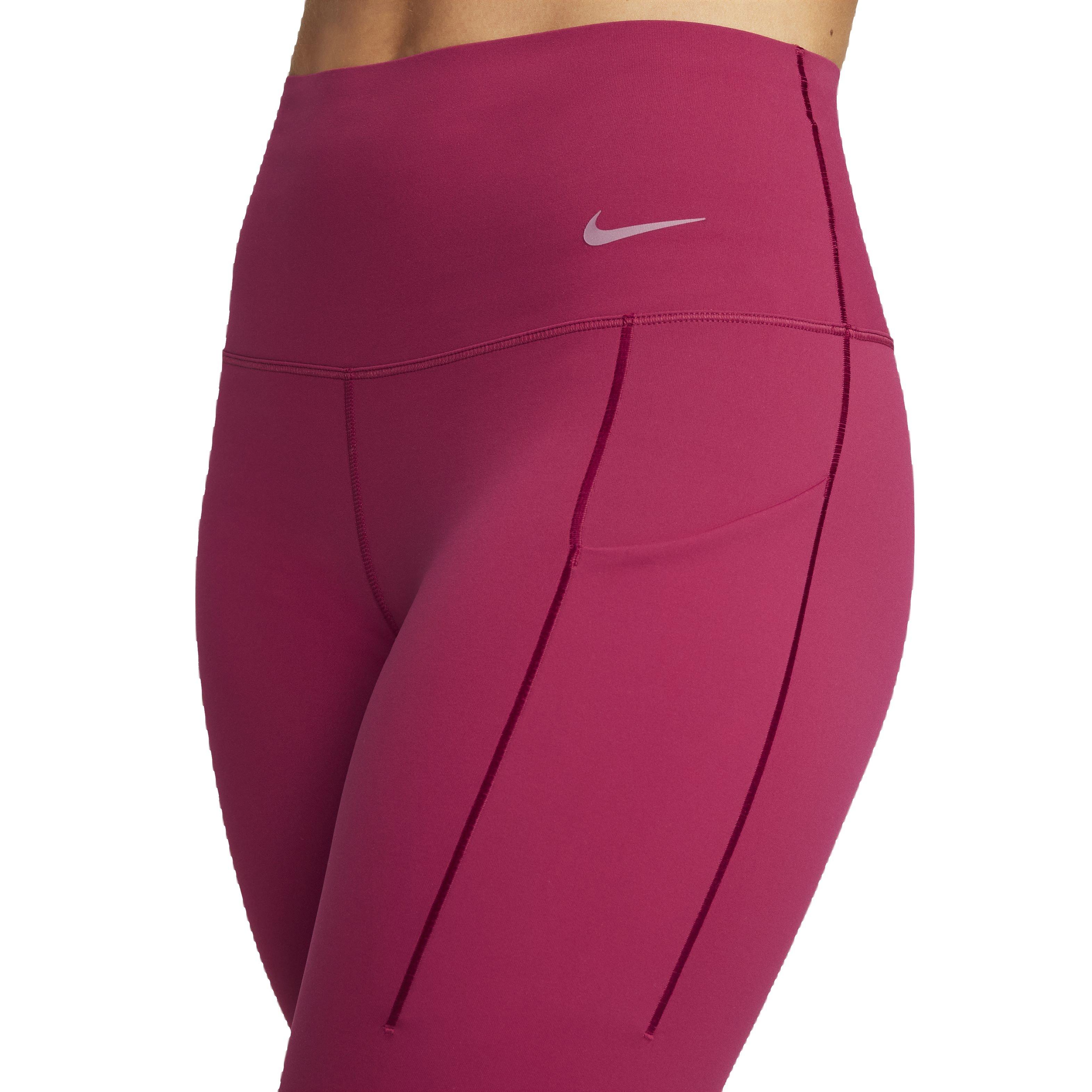 Nike Women's Dri-FIT Universa Medium Support High-Rise 7/8 Leggings with Pockets - DARK PINK Thumbnail View 4