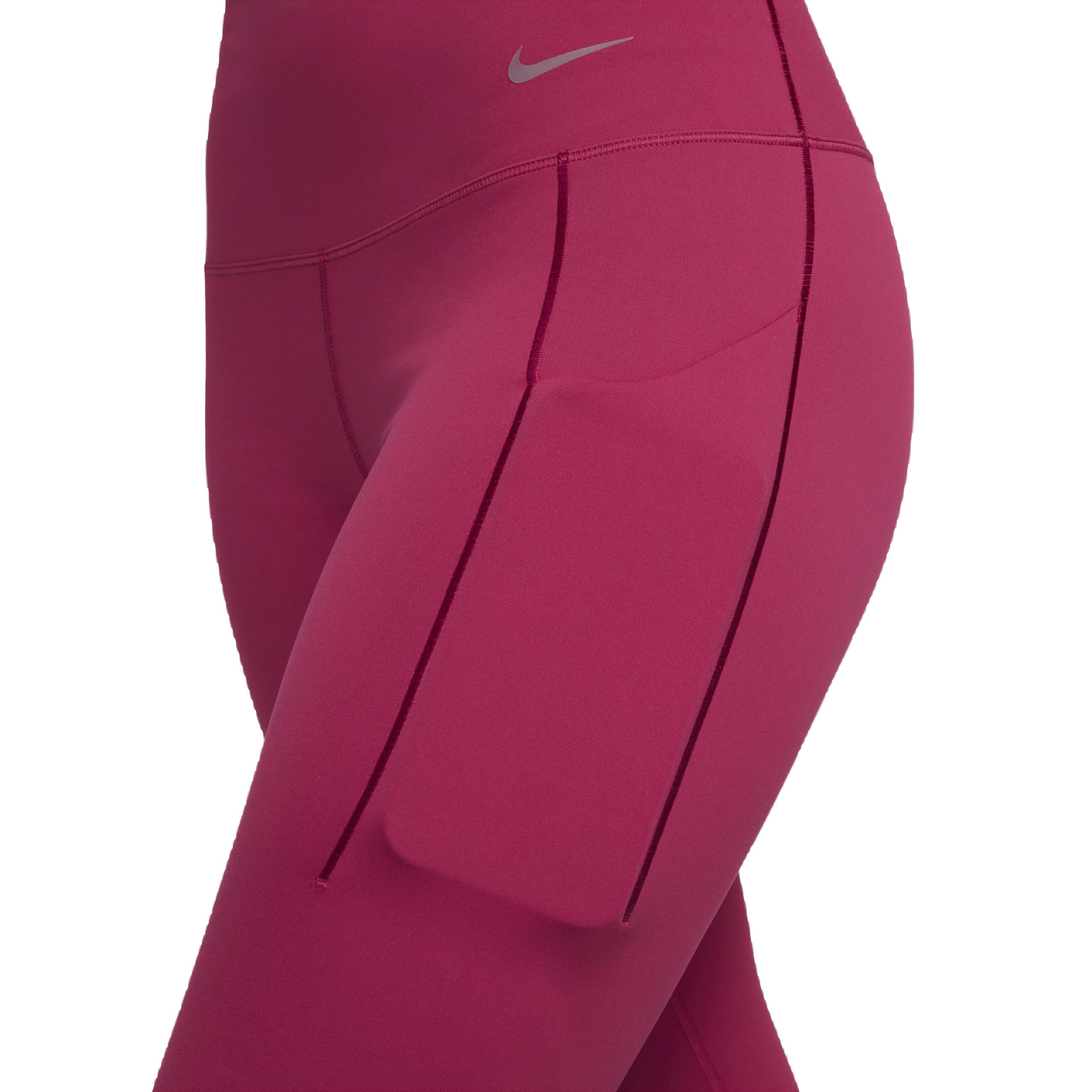 Nike Women's Dri-FIT Universa Medium Support High-Rise 7/8 Leggings with Pockets - DARK PINK Thumbnail View 7
