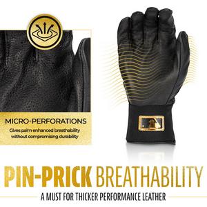 Franklin Sports MLB Youth Powerstrap Batting Gloves - Black/Gold