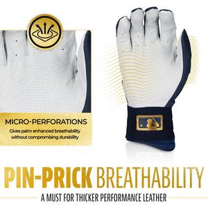 Franklin Sports MLB Youth Powerstrap Batting Gloves - Navy/Gold
