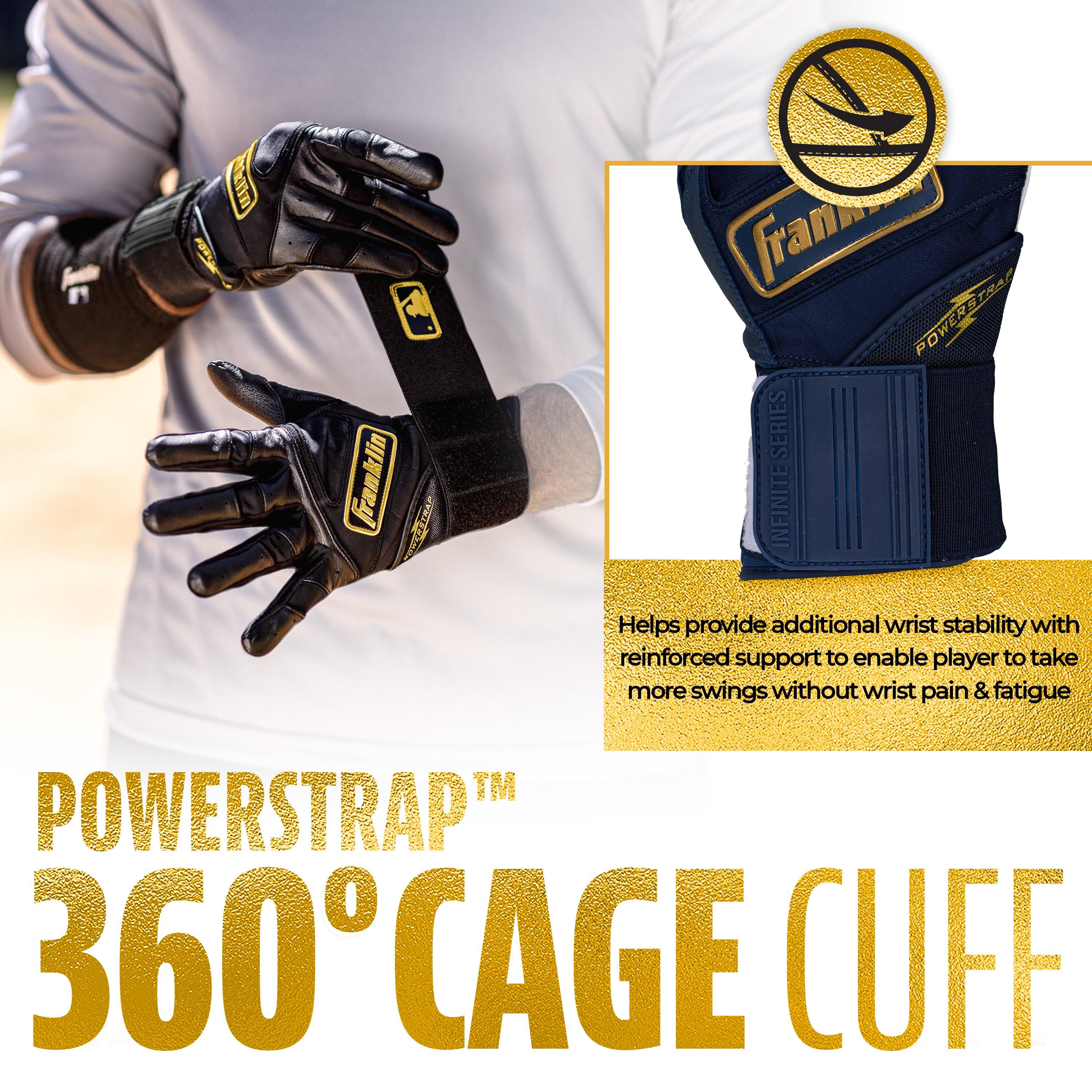 Franklin Sports MLB Youth Powerstrap Batting Gloves - Navy/Gold