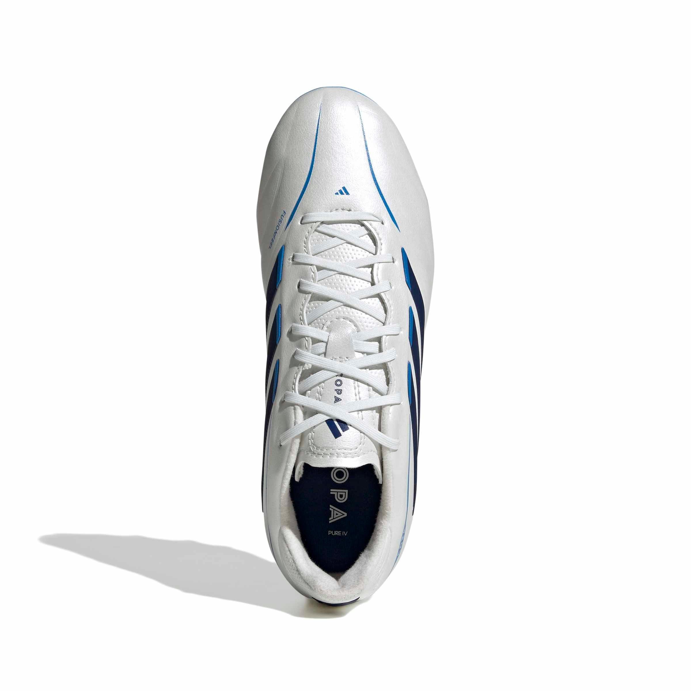 adidas Copa Pure IV League FG "Zero/Dark Blue/Lucid Ray Blue" Grade School Kids' Soccer Cleat - ZERO/DK BLUE/BLUE