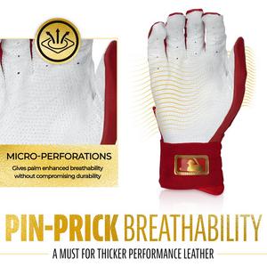 Franklin Sports MLB Youth Powerstrap Batting Gloves - Red/Gold