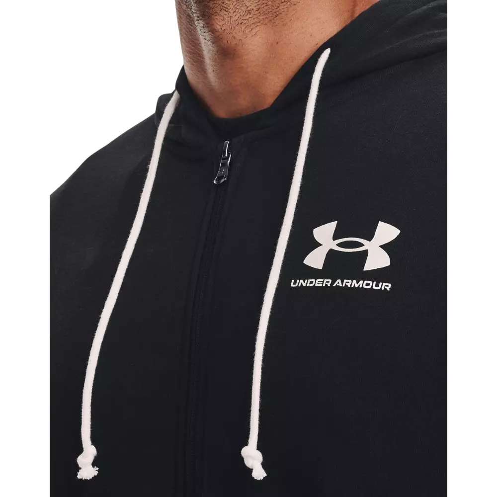 Under Armour Men's Rival Terry LC Full-Zip Hoodie - BLACK/WHITE
