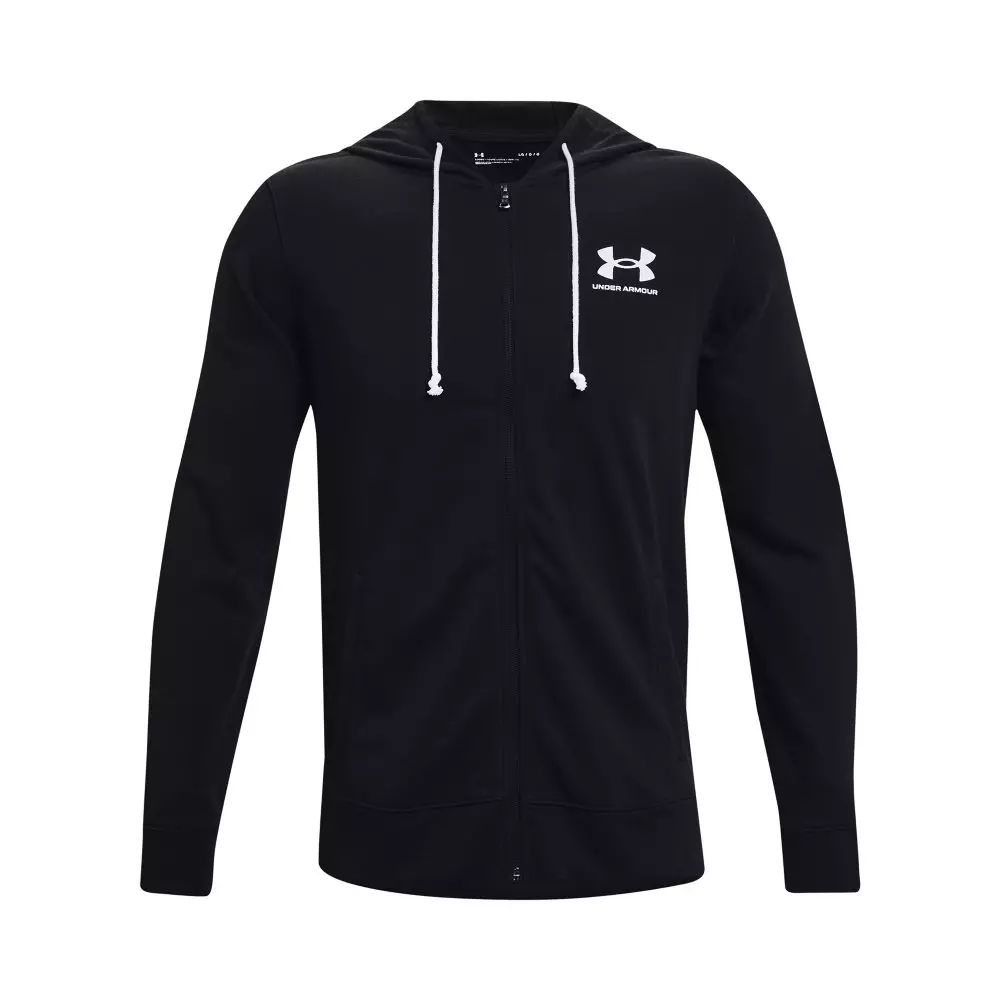 Under Armour Men's Rival Terry LC Full-Zip Hoodie - BLACK/WHITE