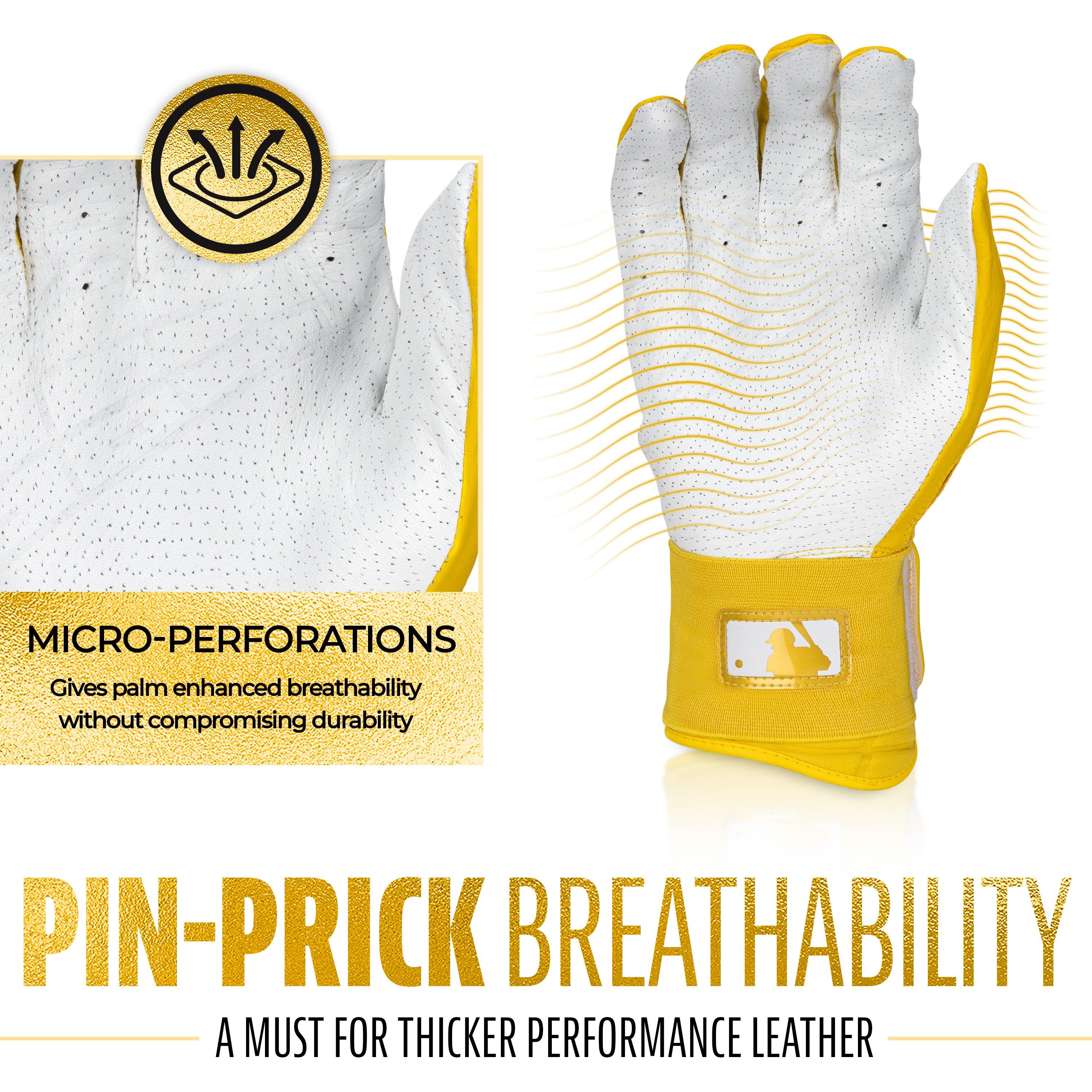 Franklin Sports MLB Youth Powerstrap Batting Gloves - Yellow