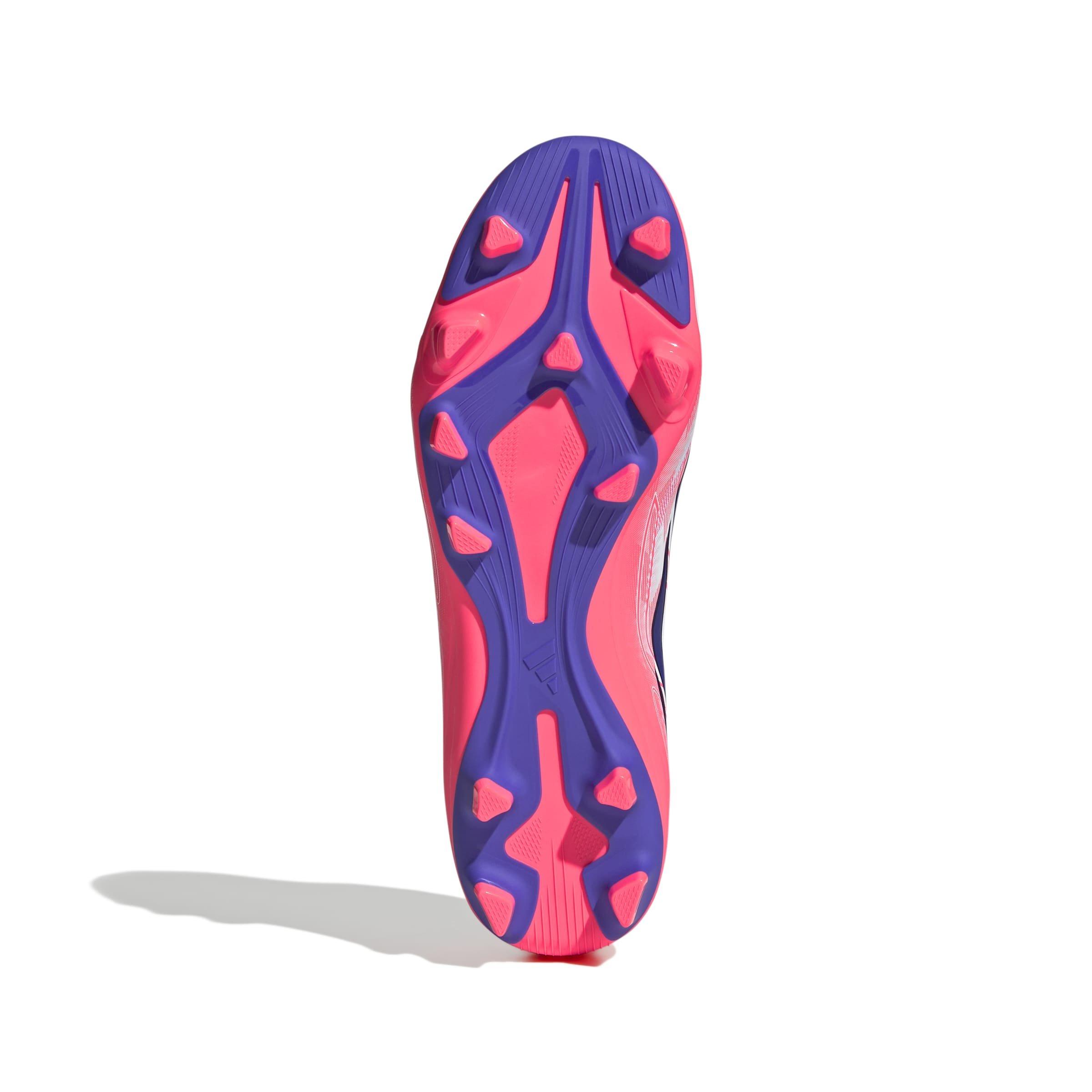 adidas F50 Hyperfast Club MG "Ftwr White/Solar Purple/Solar Turbo" Men's Soccer Cleat - WHITE/PURPLE/SOLAR