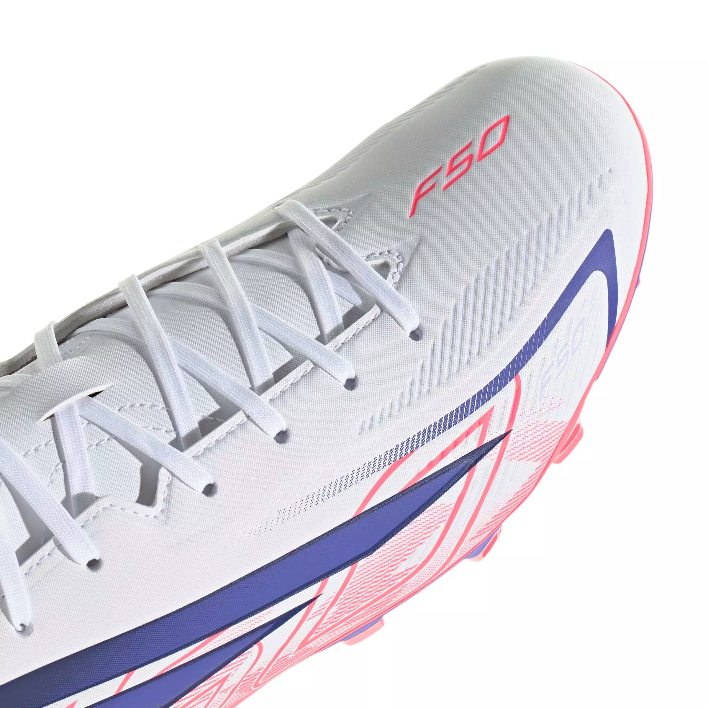 adidas F50 Hyperfast Club MG "Ftwr White/Solar Purple/Solar Turbo" Men's Soccer Cleat - WHITE/PURPLE/SOLAR