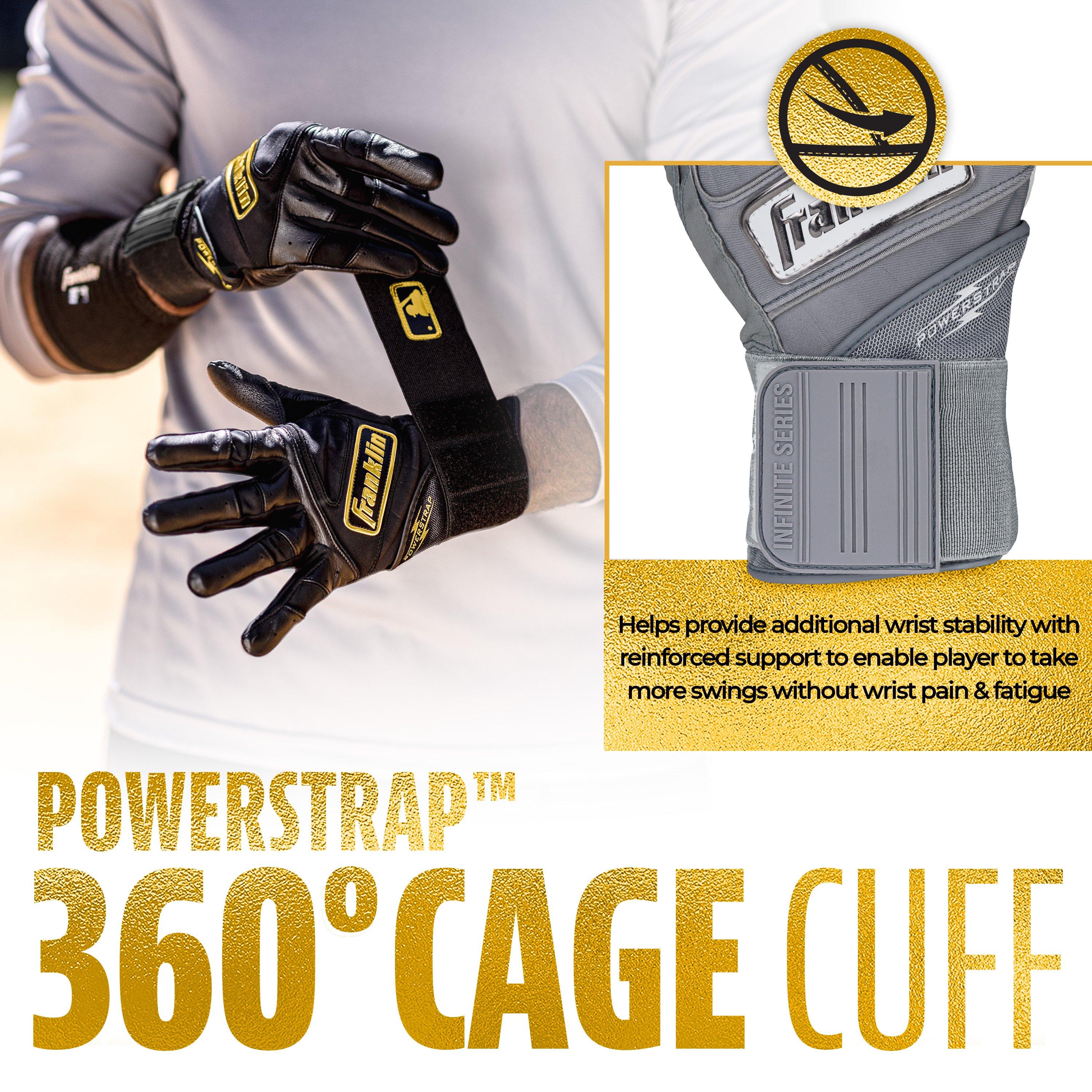 Franklin Sports MLB Youth Powerstrap Batting Gloves - Grey