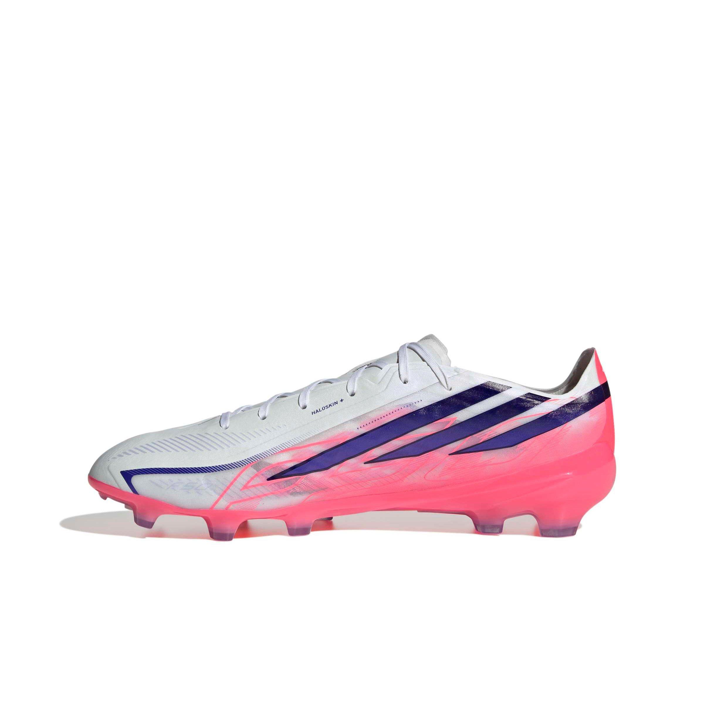 adidas F50 Hyperfast Pro FG "Ftwr White/Solar Purple/Solar Turbo" Men's Soccer Cleat - WHITE/PURPLE/SOLAR