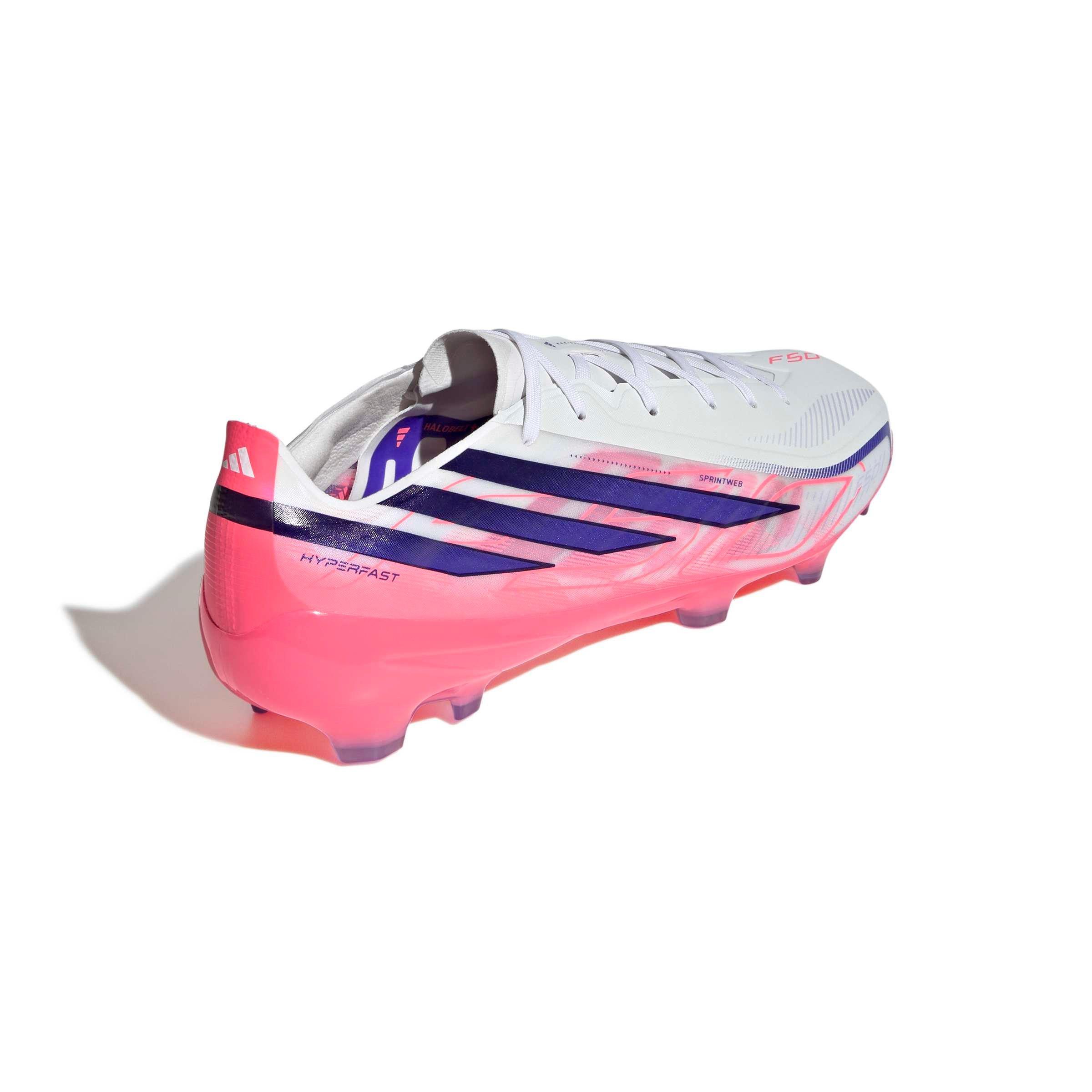 adidas F50 Hyperfast Pro FG "Ftwr White/Solar Purple/Solar Turbo" Men's Soccer Cleat - WHITE/PURPLE/SOLAR