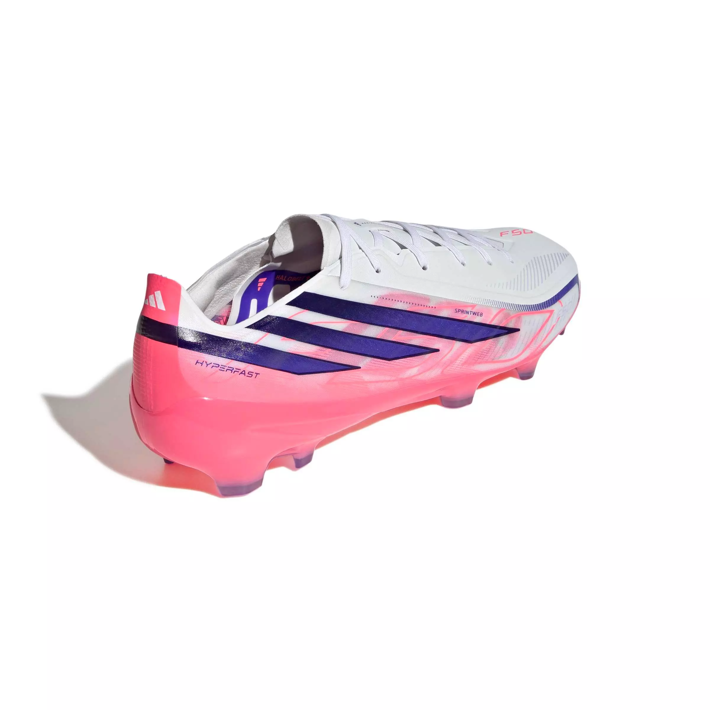 adidas F50 Hyperfast Pro FG "Ftwr White/Solar Purple/Solar Turbo" Men's Soccer Cleat - WHITE/PURPLE/SOLAR