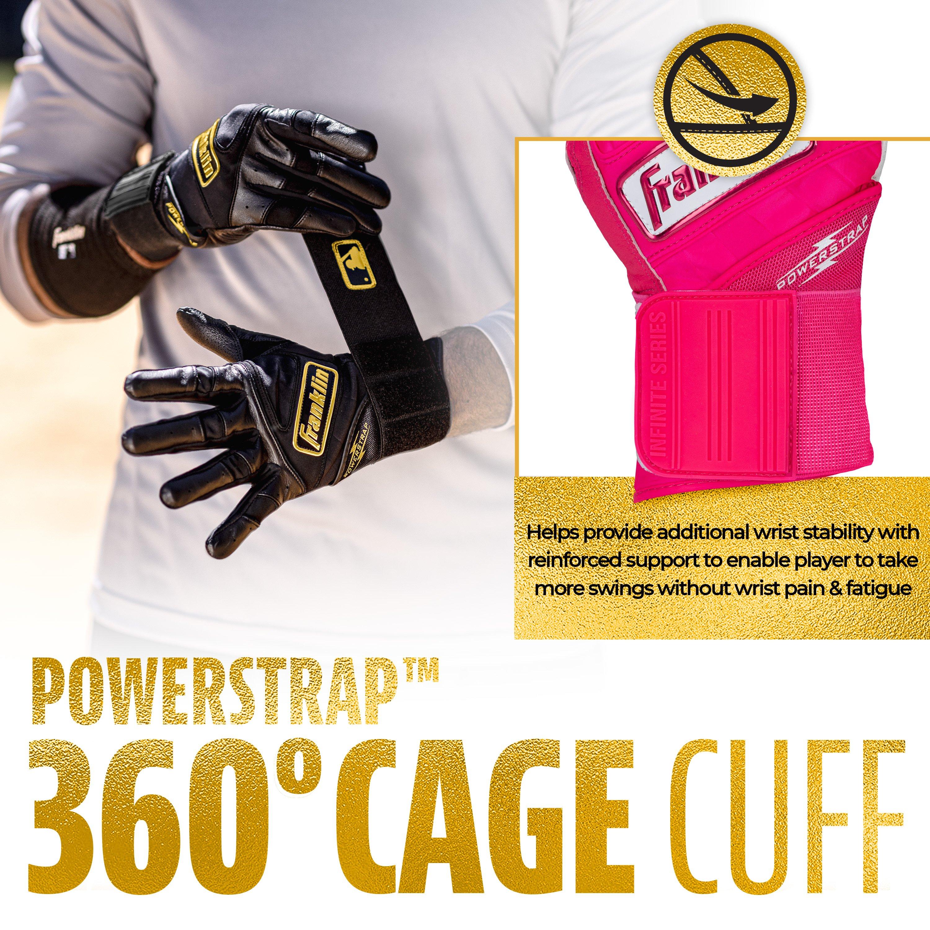 Franklin Sports MLB Youth Powerstrap Batting Gloves - Pink