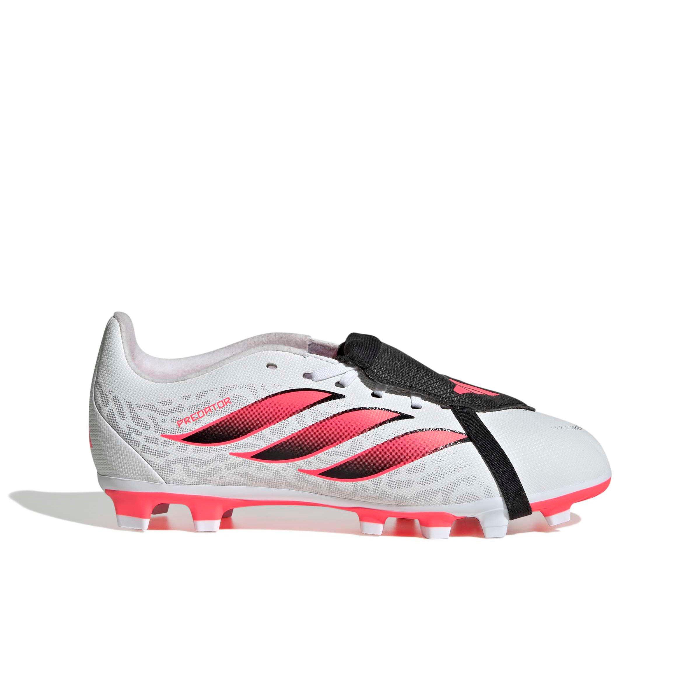 adidas Predator Club FO Tongue MG "White/Solar Turbo/Core Black" Grade School Kids' Soccer Cleat - WHITE/SOLAR/BLACK