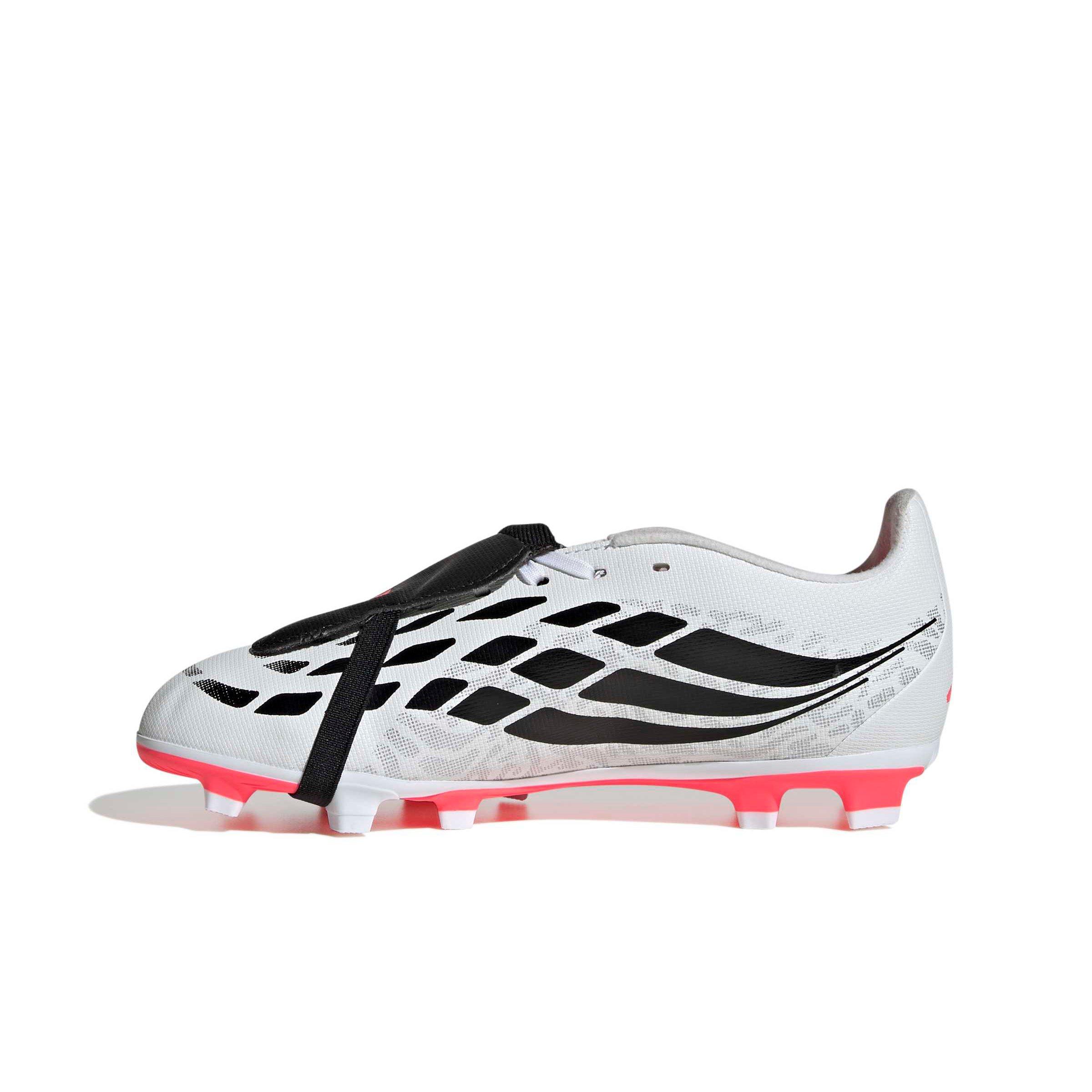 adidas Predator Club FO Tongue MG "White/Solar Turbo/Core Black" Grade School Kids' Soccer Cleat - WHITE/SOLAR/BLACK