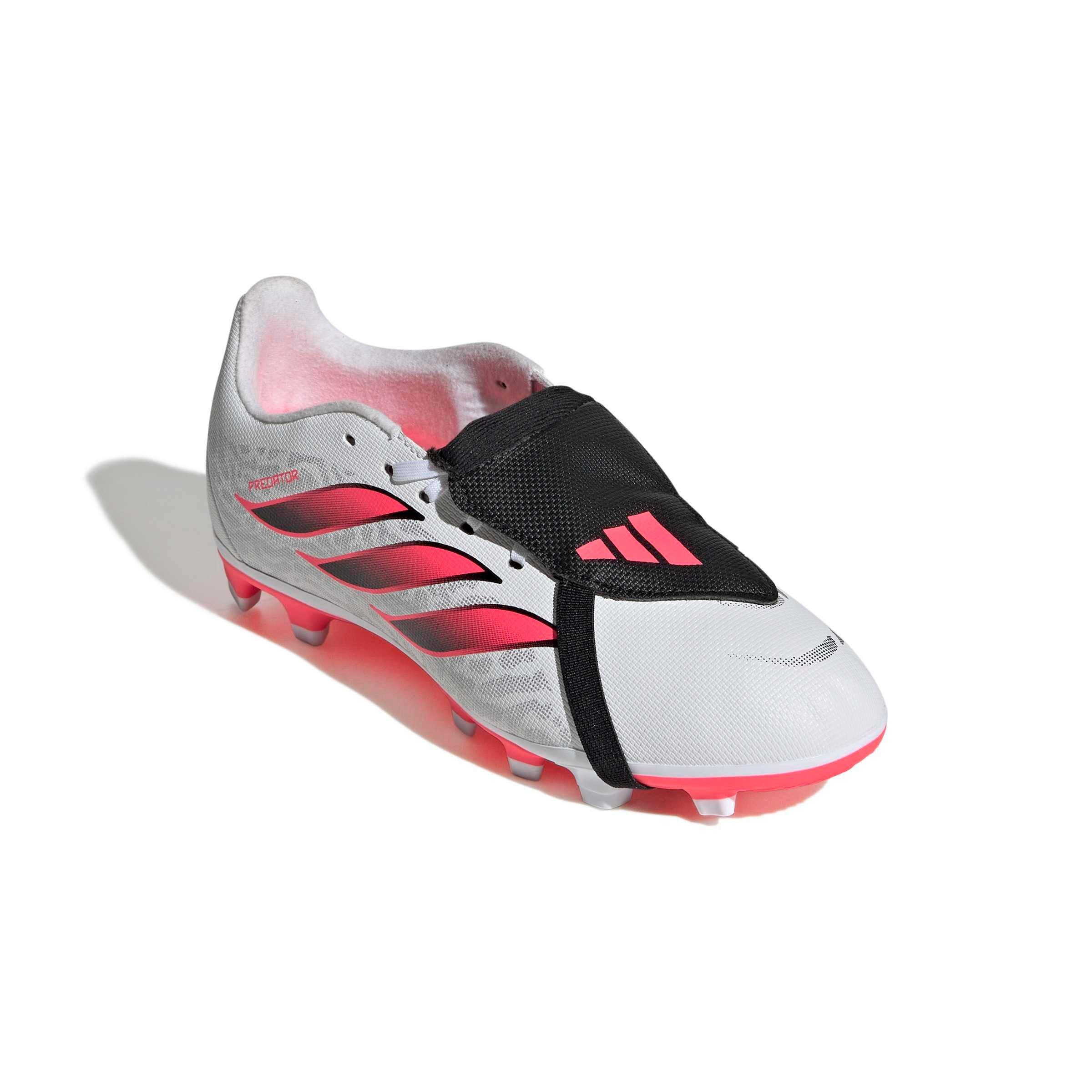 adidas Predator Club FO Tongue MG "White/Solar Turbo/Core Black" Grade School Kids' Soccer Cleat - WHITE/SOLAR/BLACK