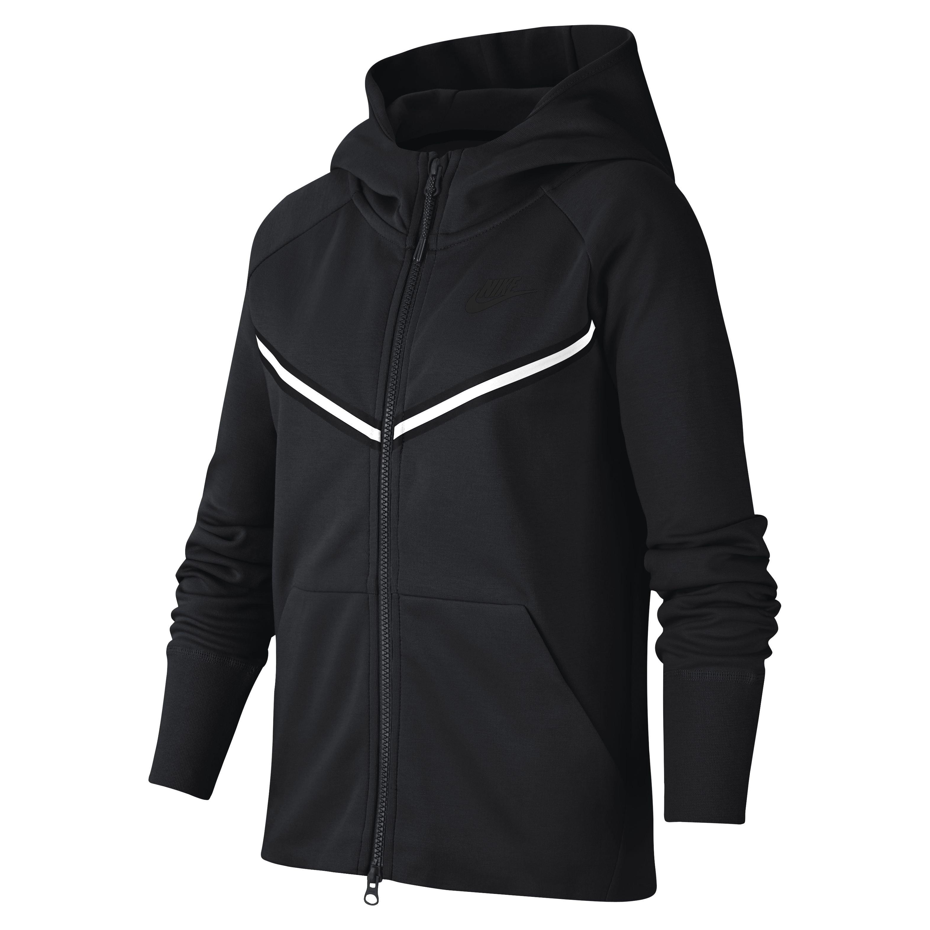 Nike Sportswear Tech Fleece Big Kids' Girls' Full-Zip Hoodie - BLACK Thumbnail View 1