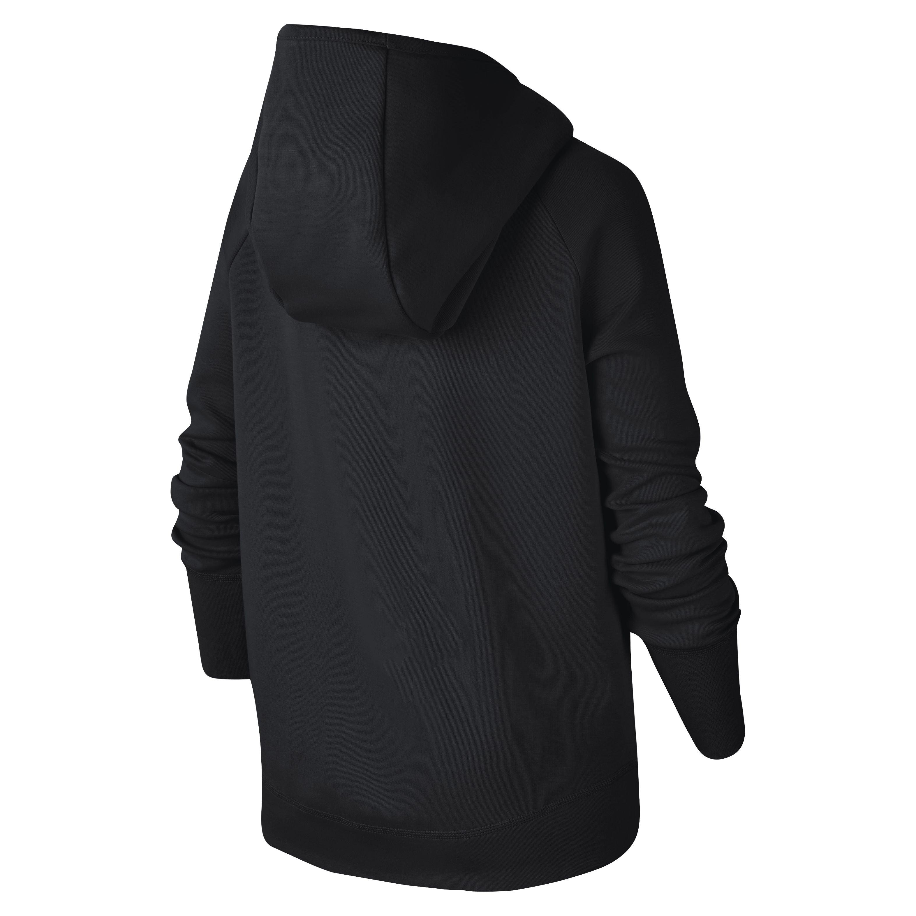 Nike Sportswear Tech Fleece Big Kids' Girls' Full-Zip Hoodie - BLACK Thumbnail View 2