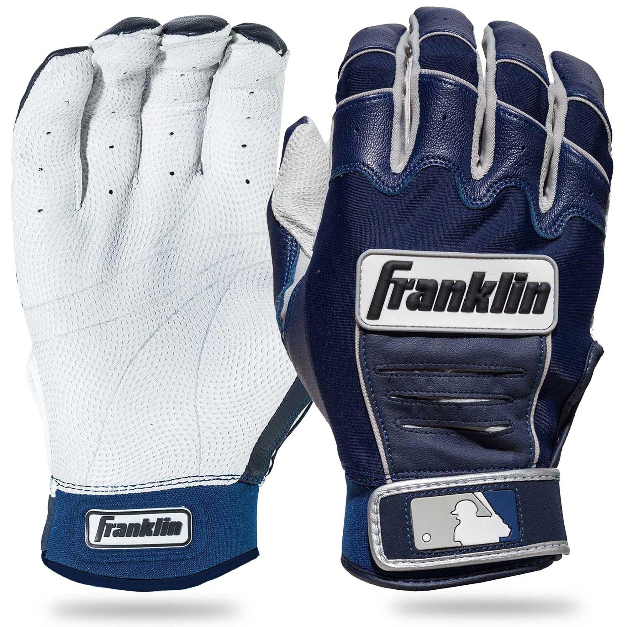 Franklin Sports Youth MLB CFX Pro Series Batting Gloves - White/Navy - WHITE/NAVY Thumbnail View 3