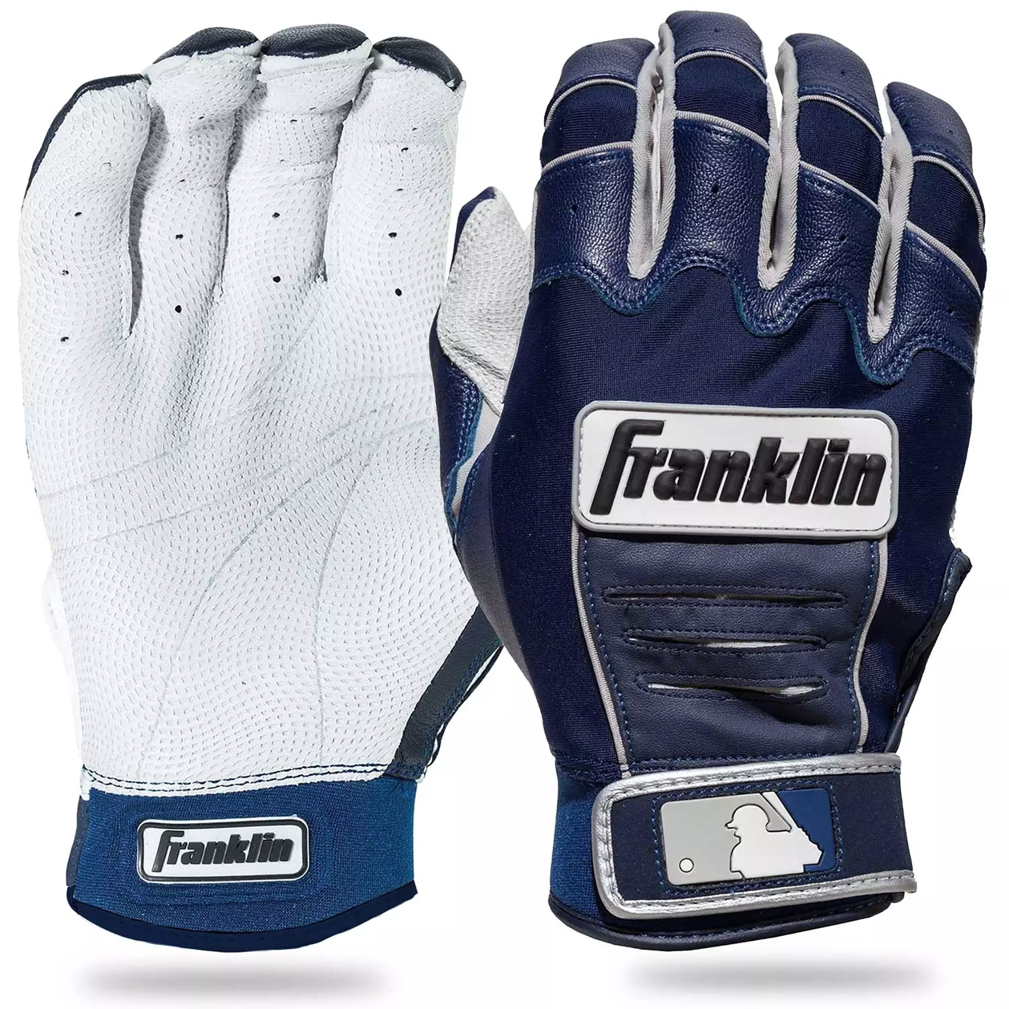 Franklin Sports Youth MLB CFX Pro Series Batting Gloves - White/Navy - WHITE/NAVY