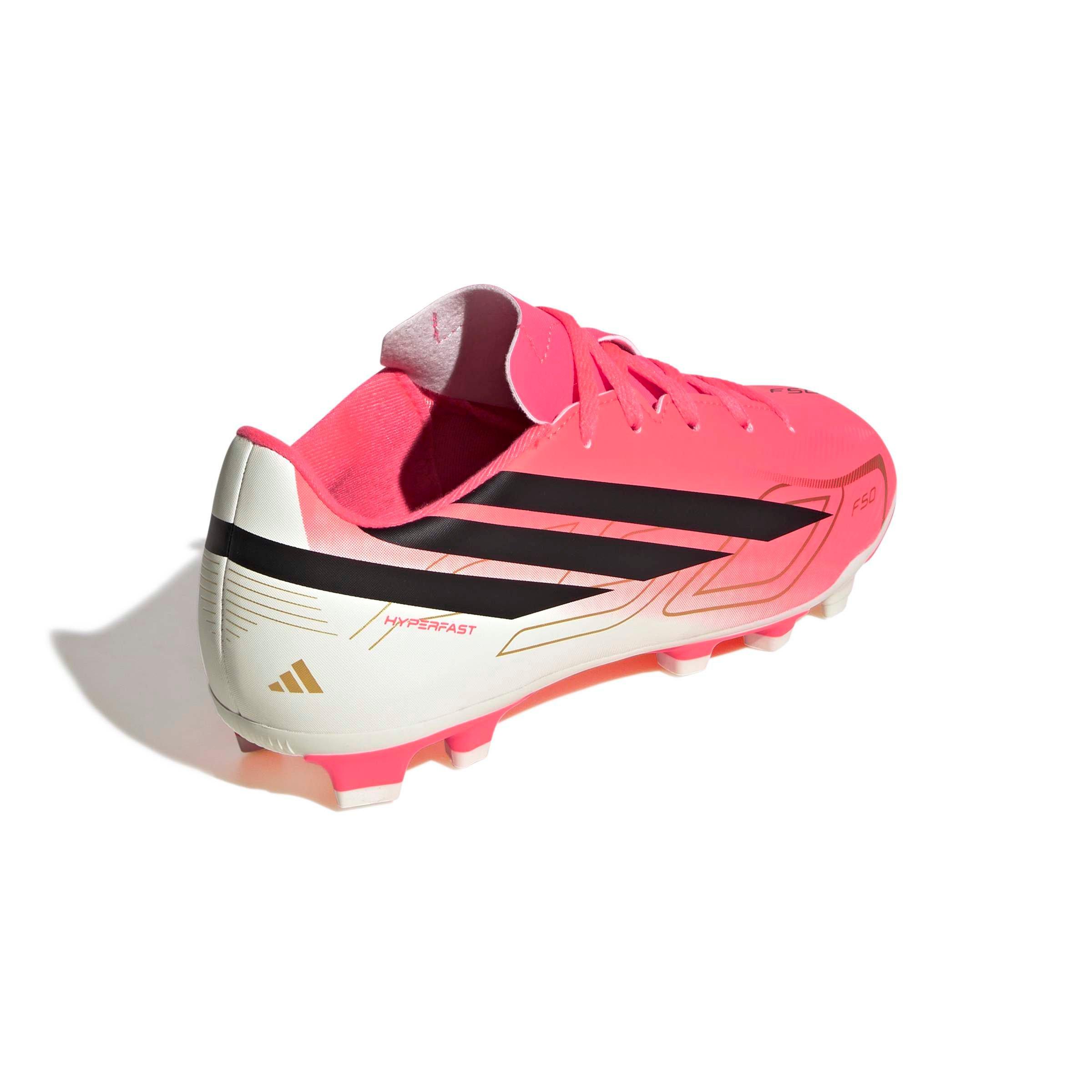adidas F50 Hyperfast Club MG "Solar Turbo/Core Black/Gold Metallic" Grade School Kids' Soccer Cleat - SOLAR/BLACK/GOLD