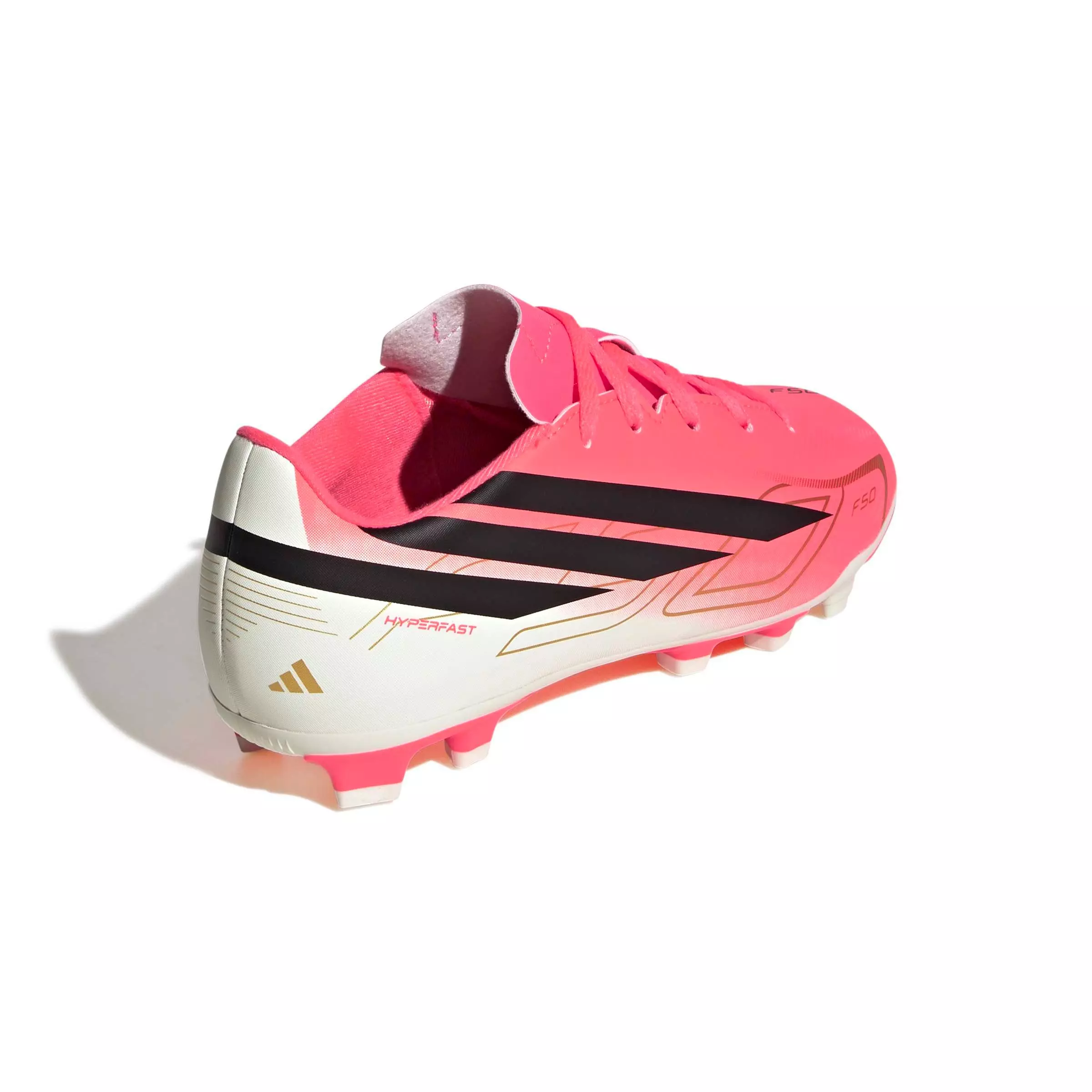 adidas F50 Hyperfast Club MG "Solar Turbo/Core Black/Gold Metallic" Grade School Kids' Soccer Cleat - SOLAR/BLACK/GOLD