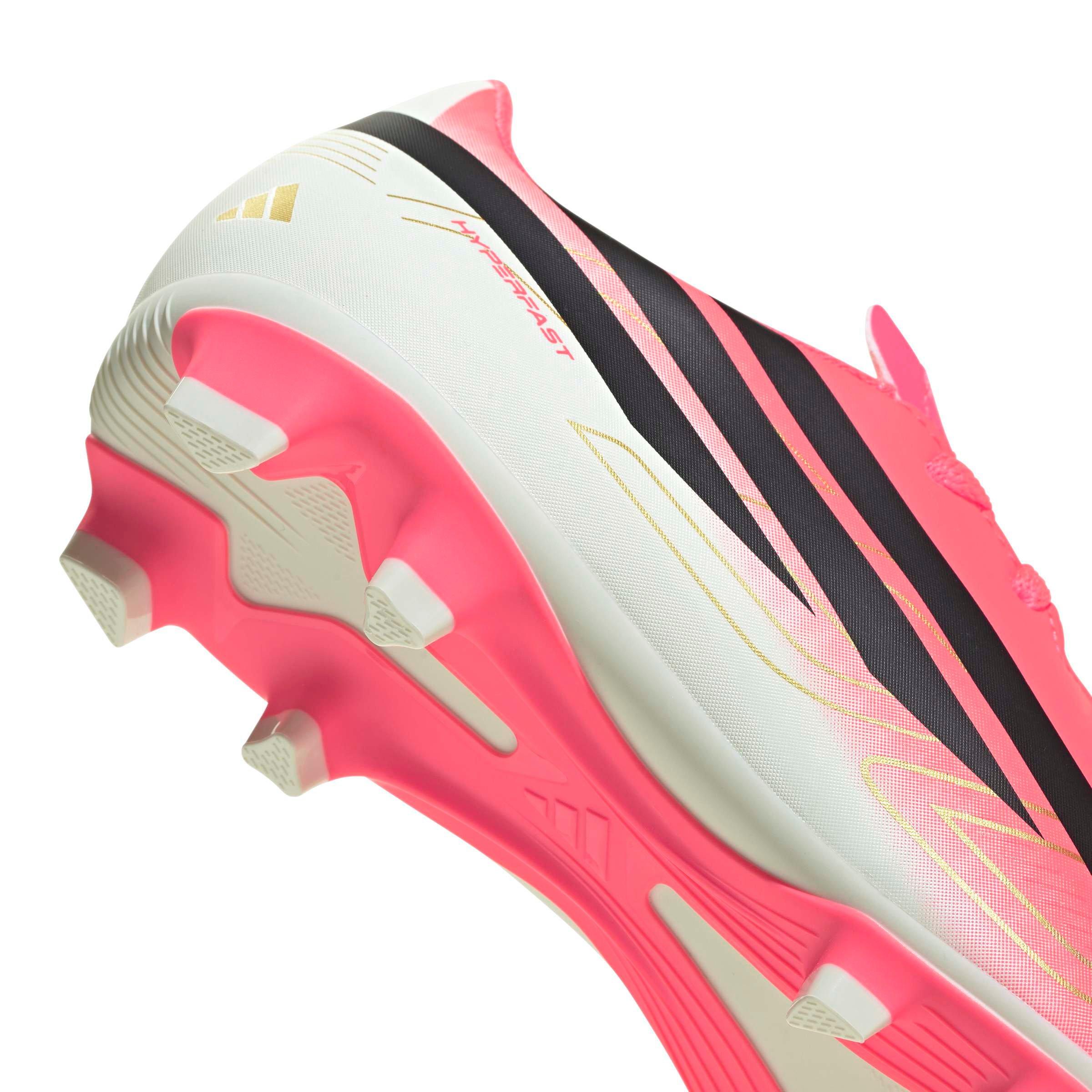 adidas F50 Hyperfast Club MG "Solar Turbo/Core Black/Gold Metallic" Grade School Kids' Soccer Cleat - SOLAR/BLACK/GOLD