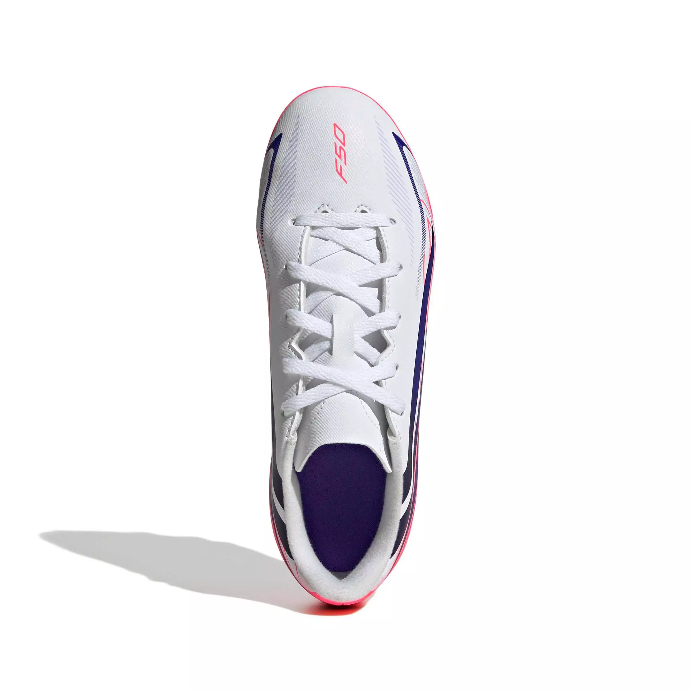 adidas F50 Hyperfast Club MG "Ftwr White/Solar Purple/Solar Turbo" Grade School Kids' Soccer Cleat - WHITE/PURPLE/SOLAR
