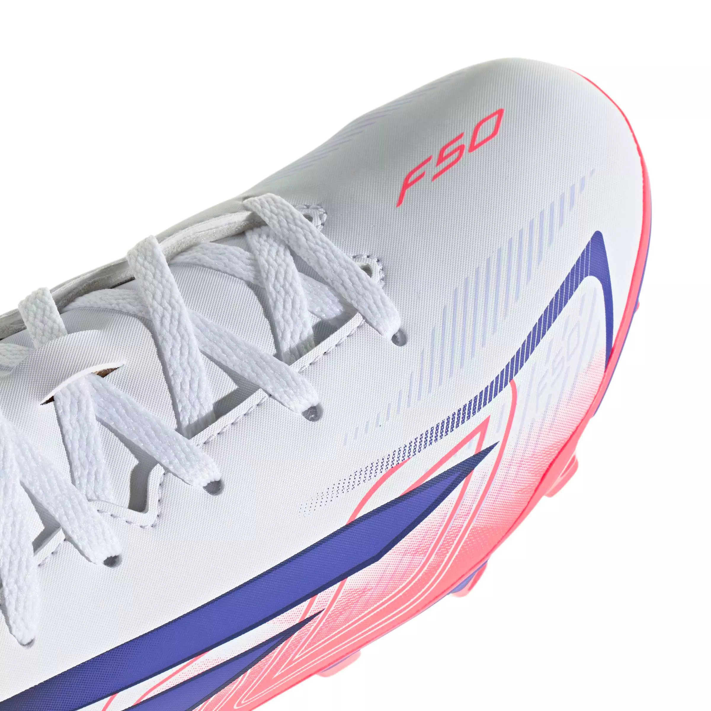 adidas F50 Hyperfast Club MG "Ftwr White/Solar Purple/Solar Turbo" Grade School Kids' Soccer Cleat - WHITE/PURPLE/SOLAR