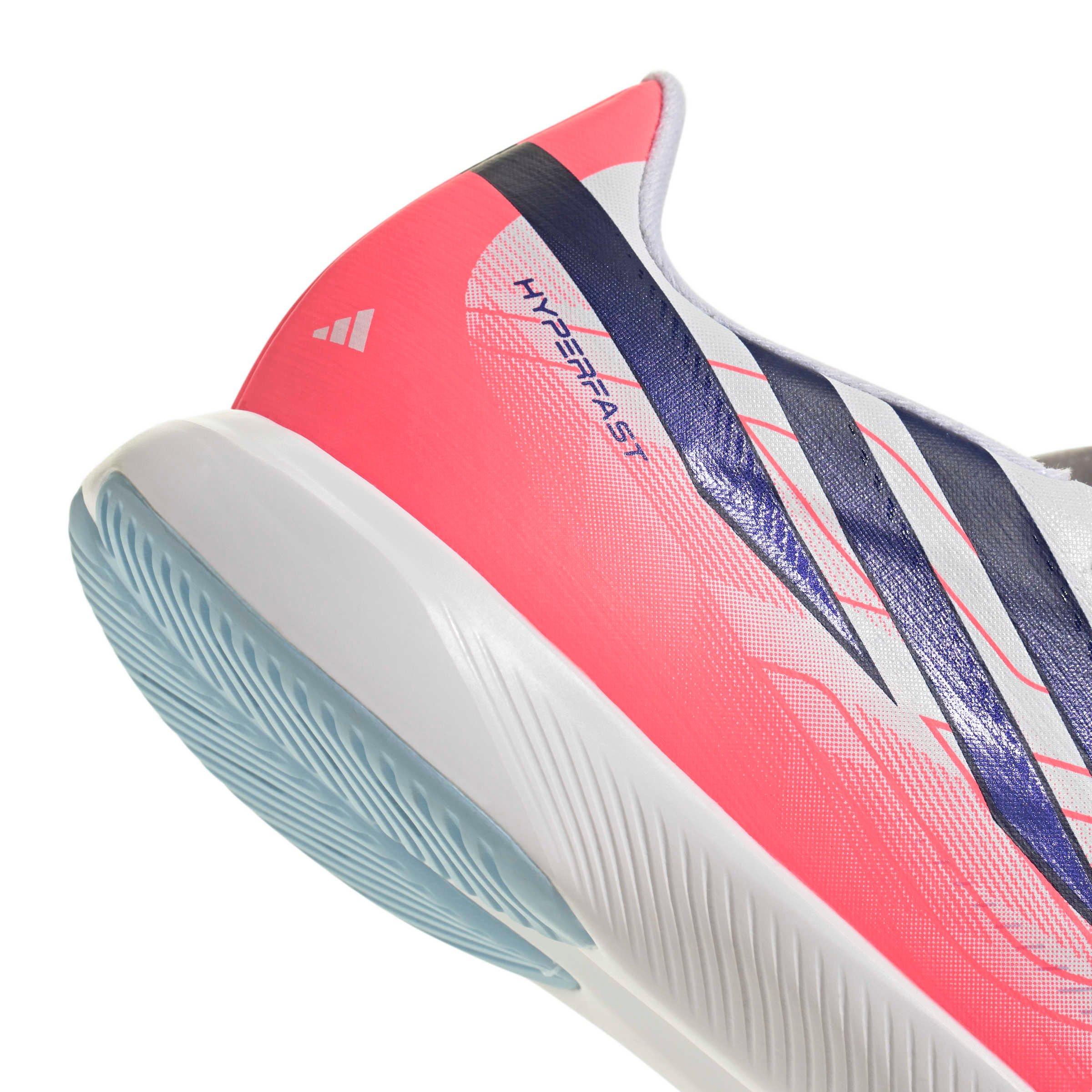 adidas F50 Hyperfast League IC "Ftwr White/Solar Purple/Solar Turbo" Grade School Kids' Soccer Shoe - WHITE/PURPLE/SOLAR