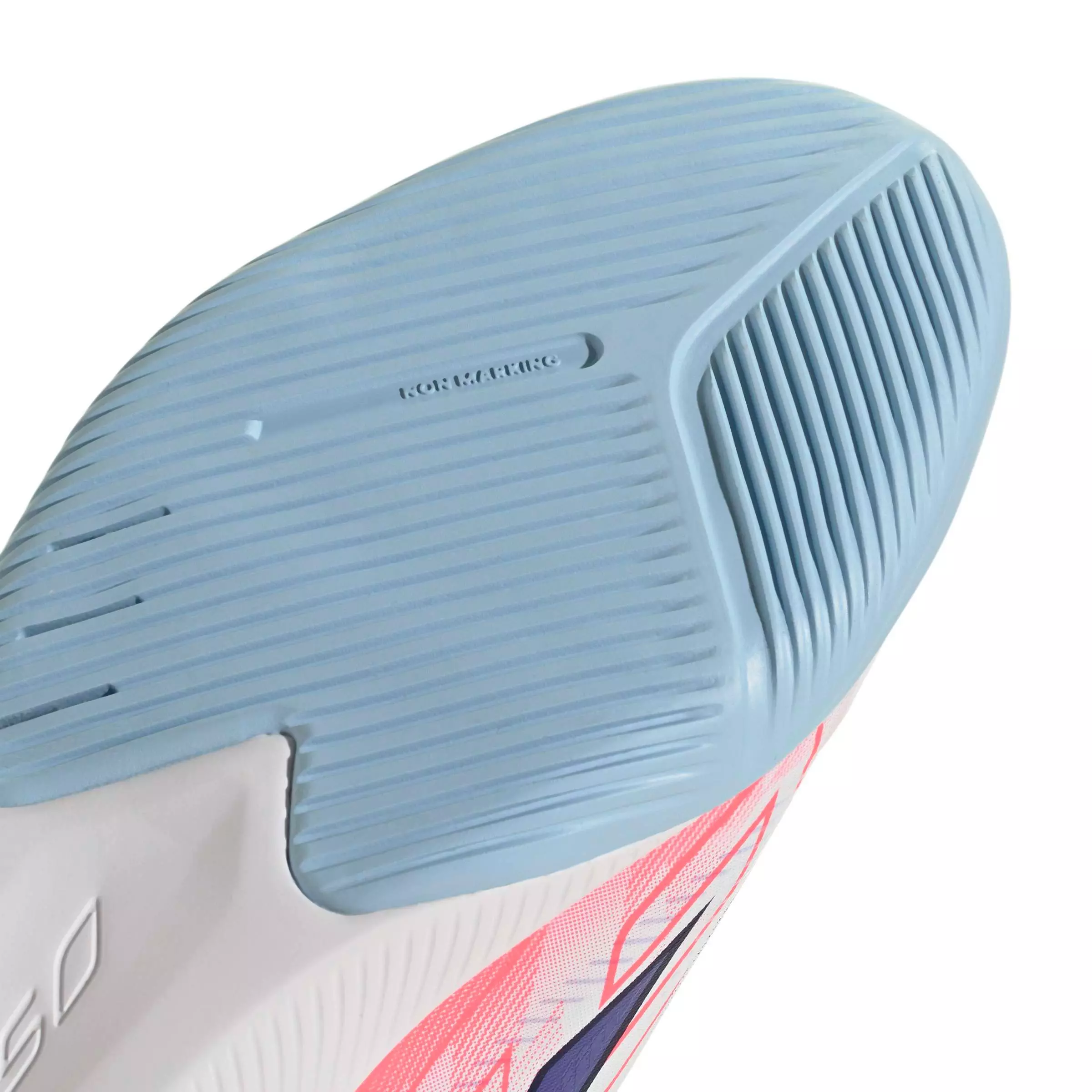 adidas F50 Hyperfast League IC "Ftwr White/Solar Purple/Solar Turbo" Grade School Kids' Soccer Shoe - WHITE/PURPLE/SOLAR