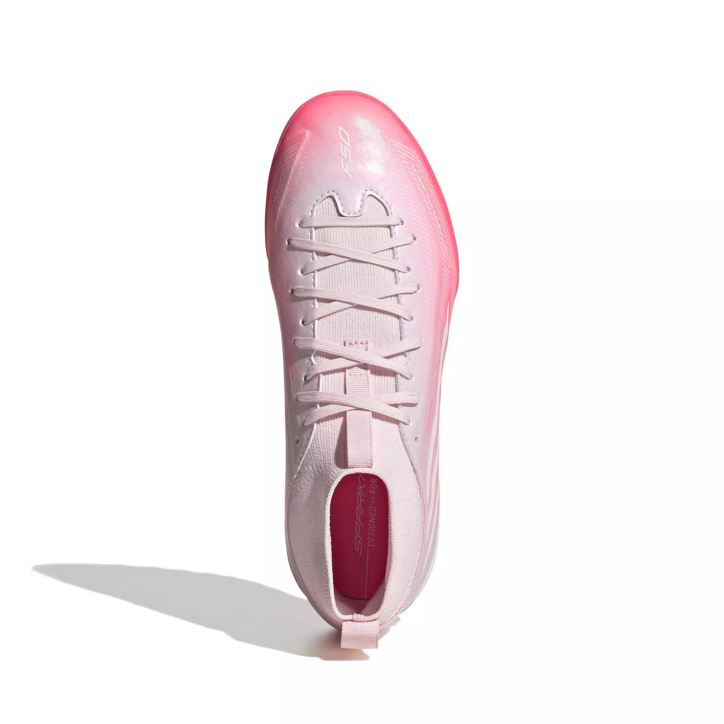 adidas F50 Sparkfusion League Mid Cut Turf "Solar Turbo/White/Pink" Grade School Kids' Soccer Shoe - SOLAR/WHITE/PINK