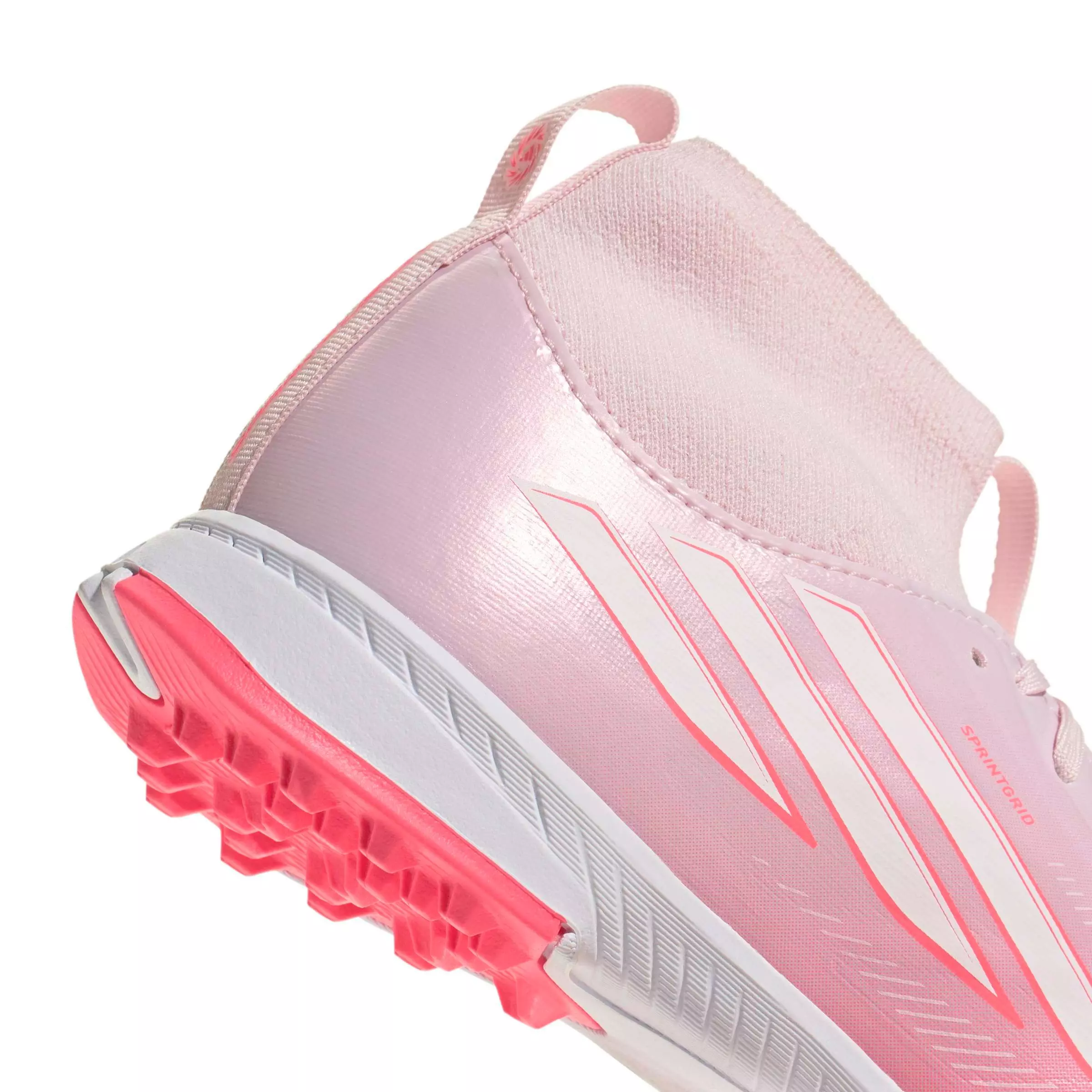 adidas F50 Sparkfusion League Mid Cut Turf "Solar Turbo/White/Pink" Grade School Kids' Soccer Shoe - SOLAR/WHITE/PINK