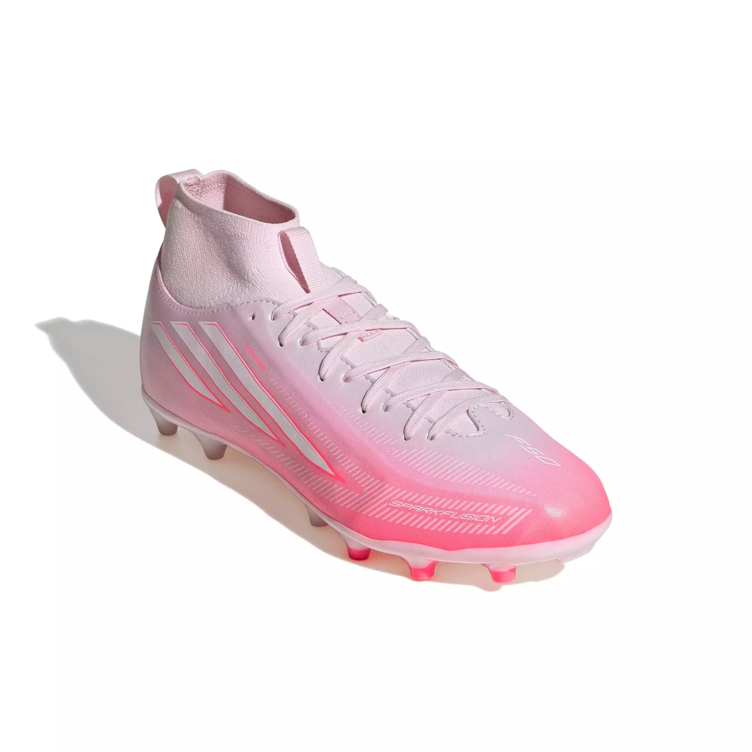 adidas F50 Sparkfusion League Mid Cut MG "Solar Turbo/White/Pink" Grade School Kids' Soccer Cleat - SOLAR/WHITE/PINK