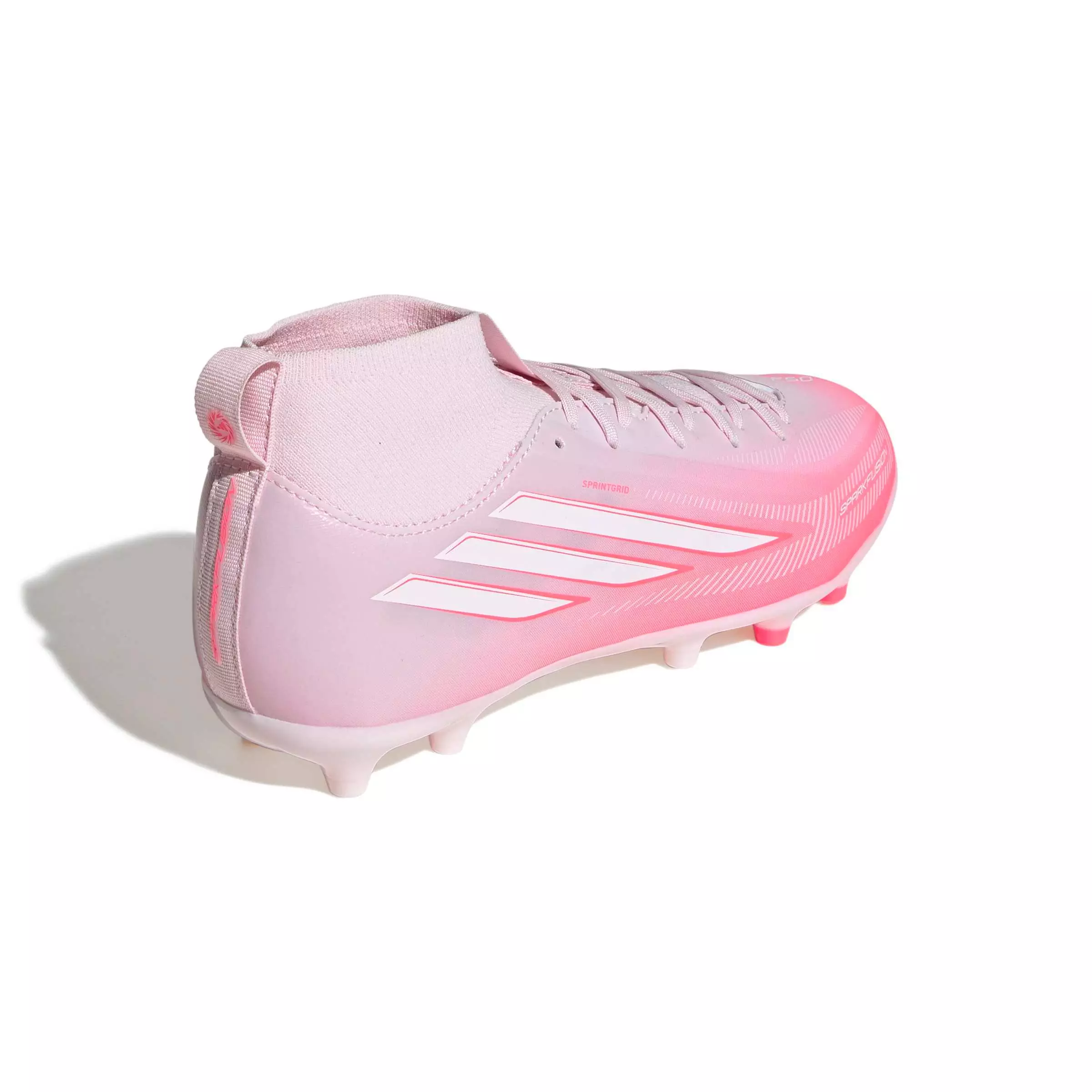 adidas F50 Sparkfusion League Mid Cut MG "Solar Turbo/White/Pink" Grade School Kids' Soccer Cleat - SOLAR/WHITE/PINK